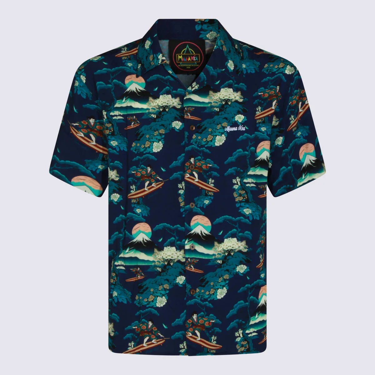 Navy And Multicolor Viscose Shirt