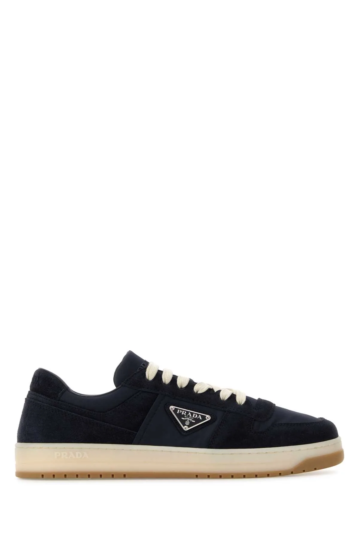 Navy Blue Canvas And Suede Downtown Sneakers