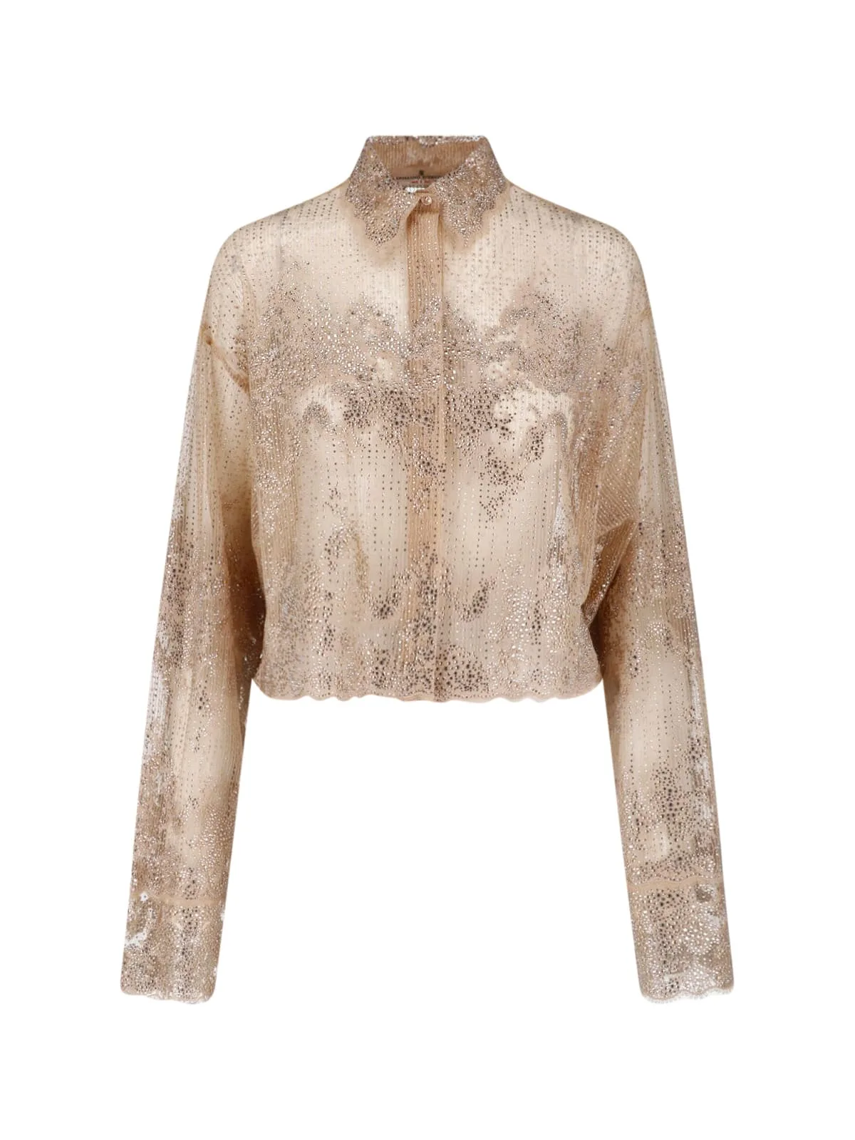 Lace Shirt With Rhinestones