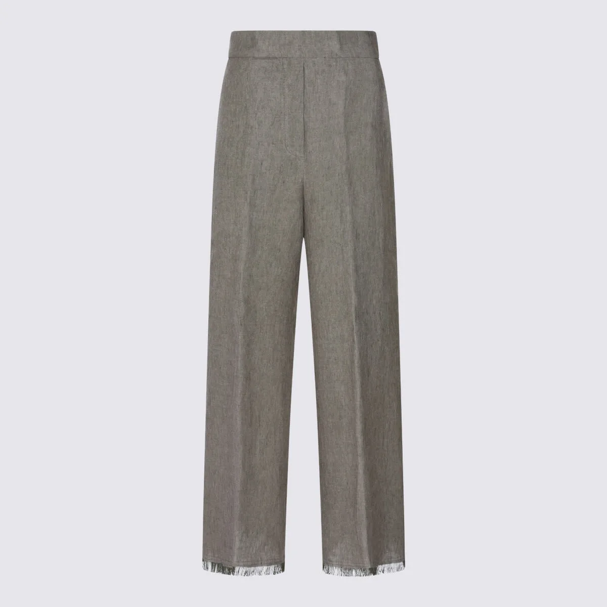 Khaki Linen Wide Pants