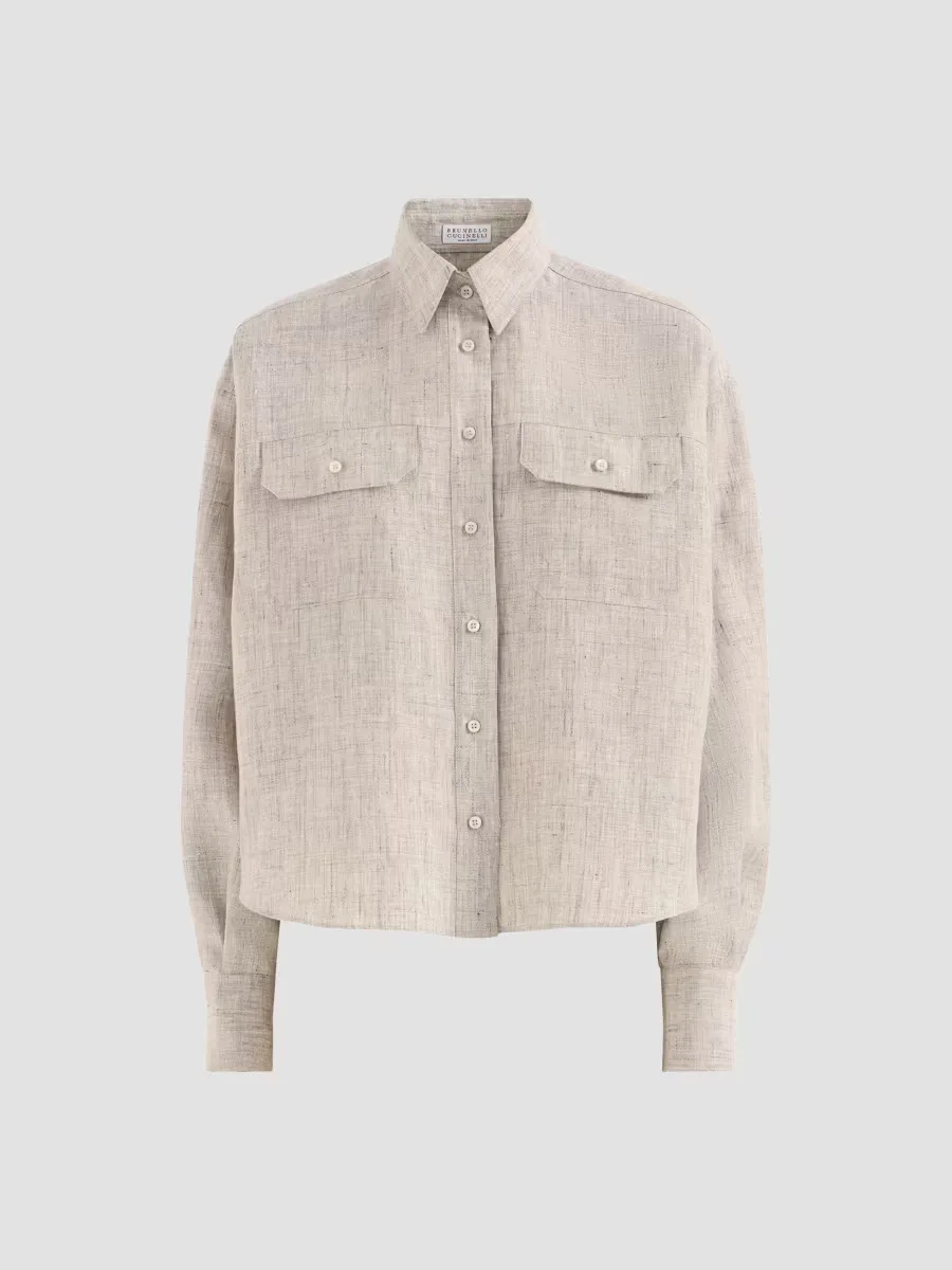 Sparkling Linen Shirt with Monili