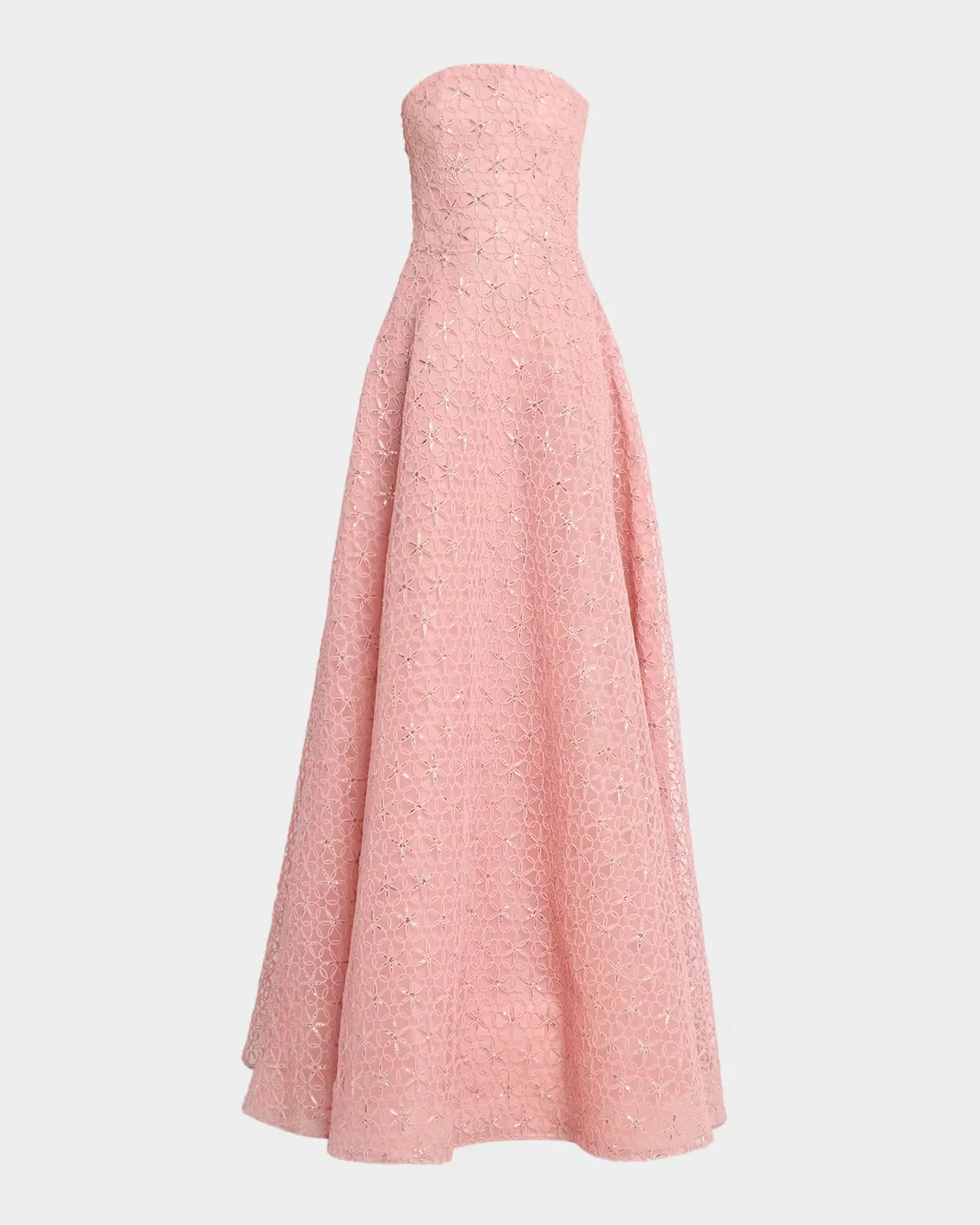 Floral Cording Strapless A-Line Gown