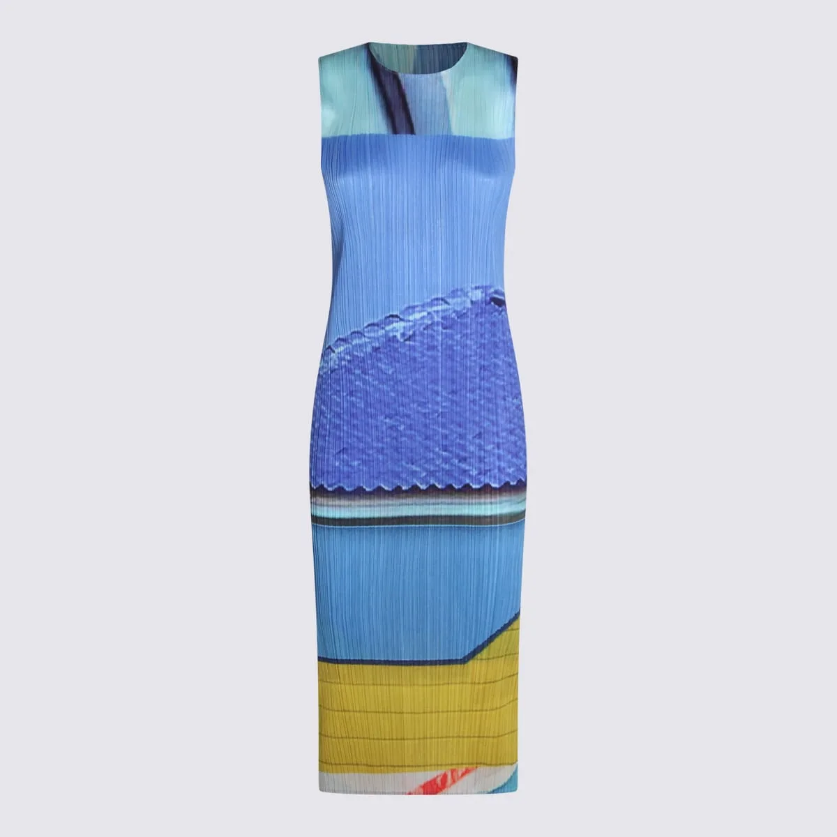 Blue And Yellow Pleated Dress