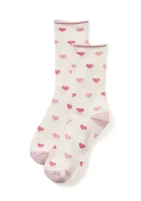 Heart Feathered Crew Socks