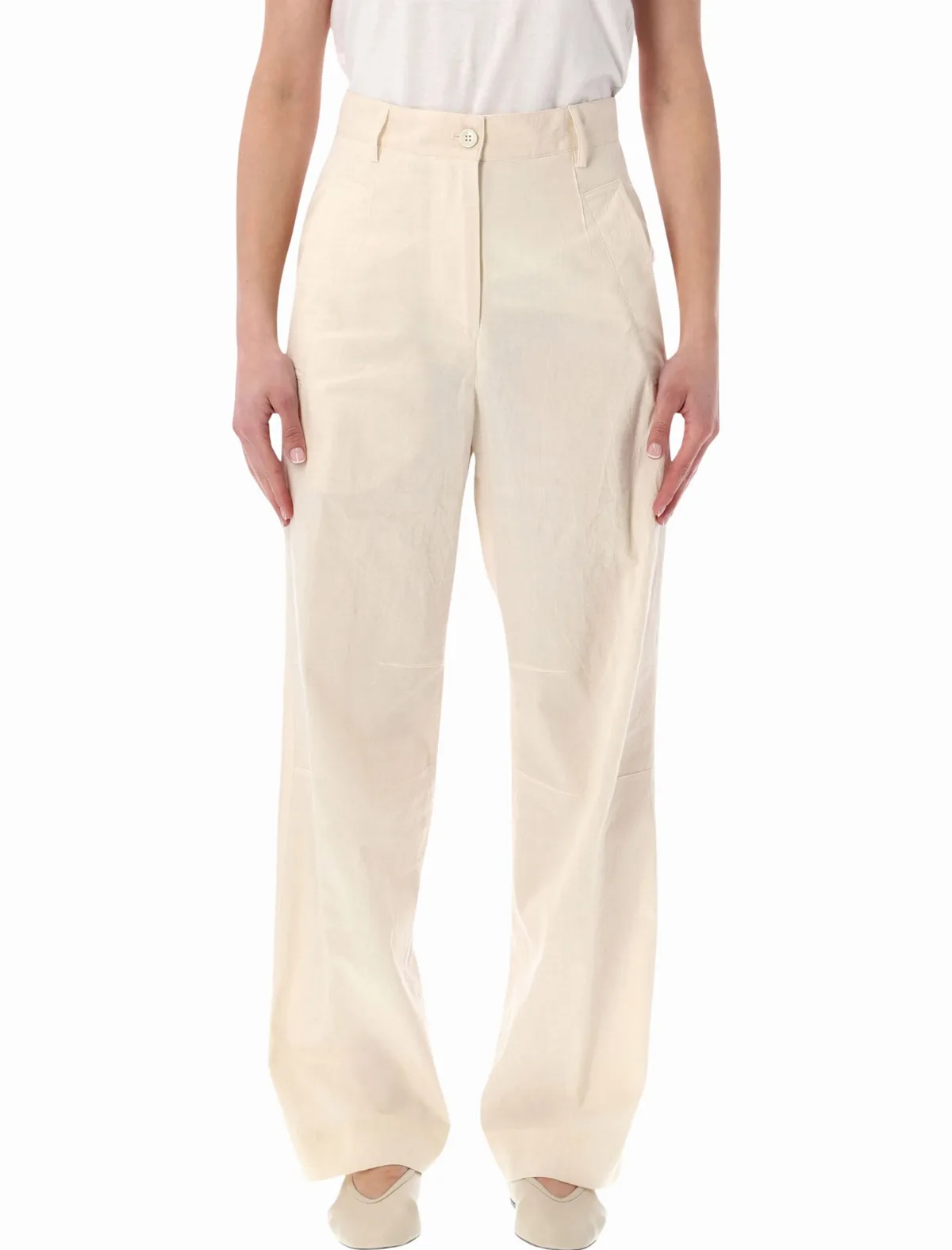 High-waist Cotton Trousers