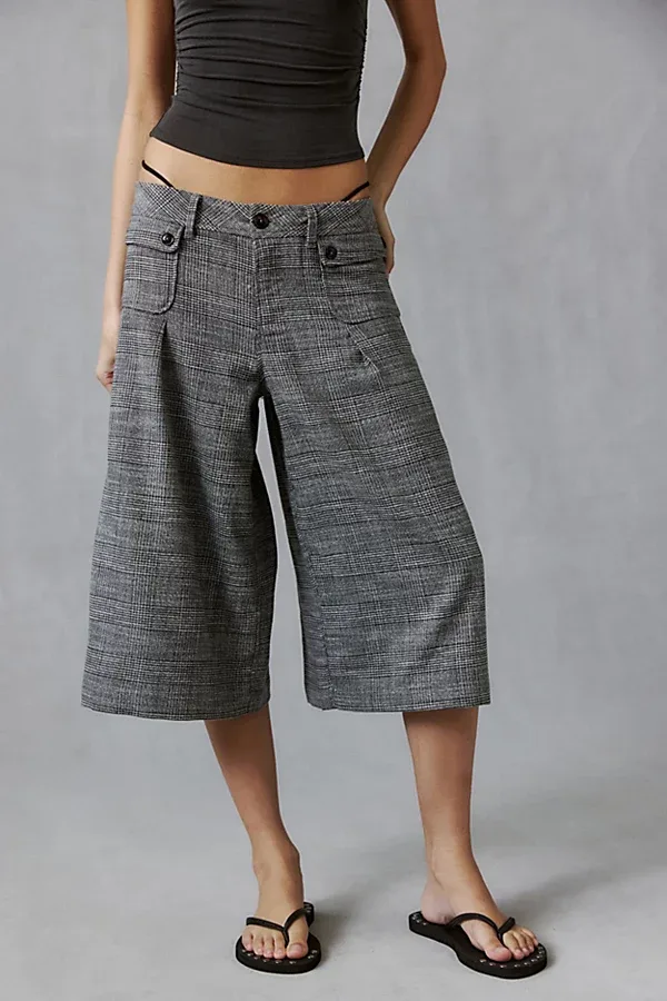 Suited Up Tweed Low-Rise Culotte Pants