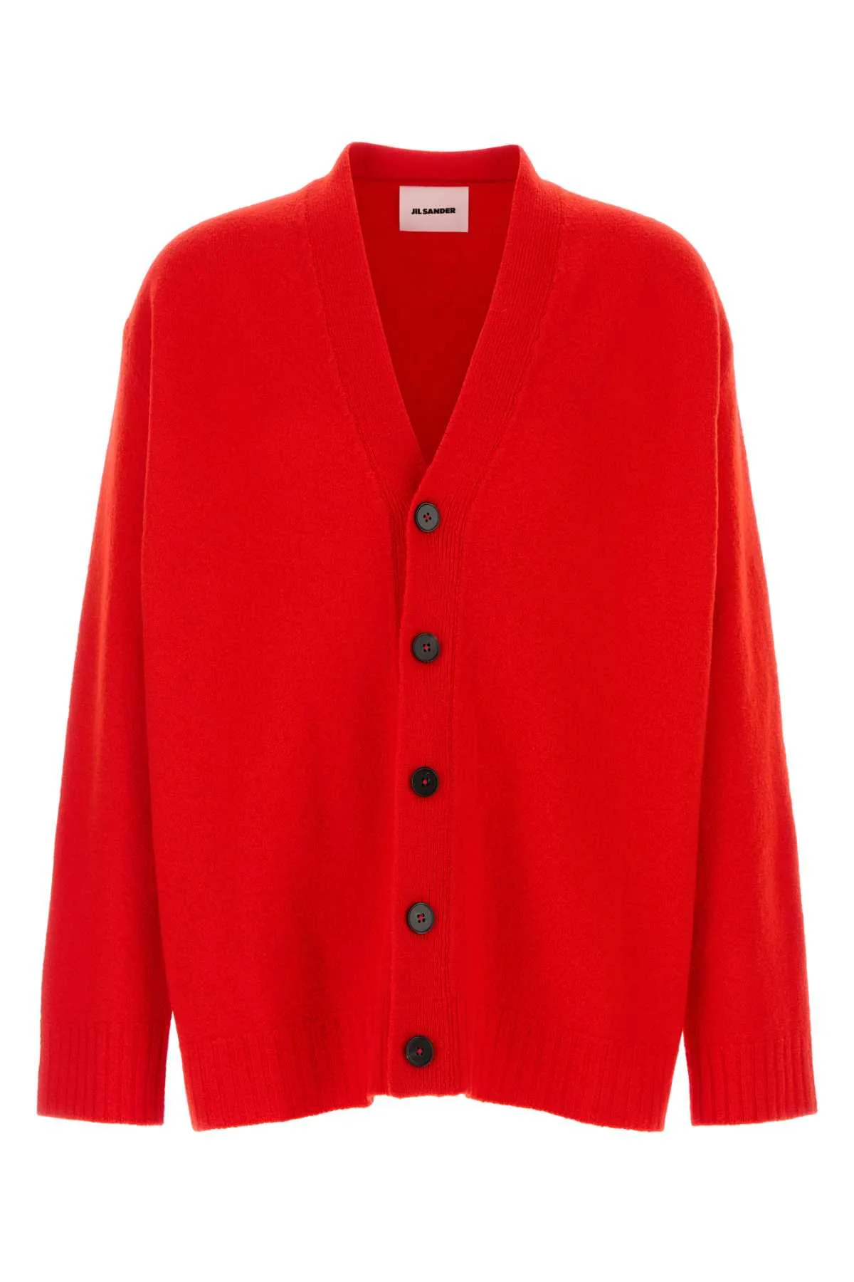 Red Wool Cardigan by Jil Sander