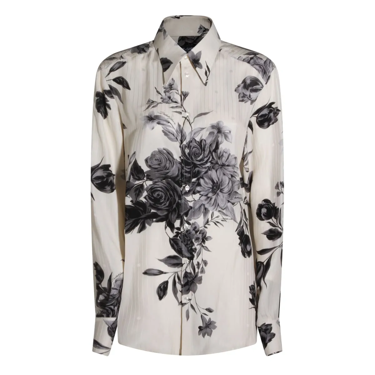 White And Black Silk Shirt by Dolce & Gabbana