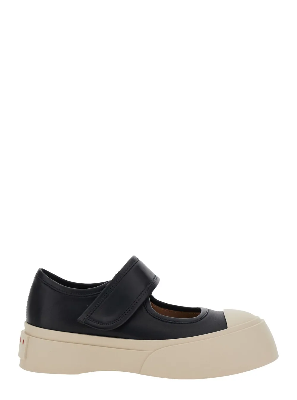 mary Jane Black Sneaker With Hook And Loop Closure And Logo On The Back In Leather Woman