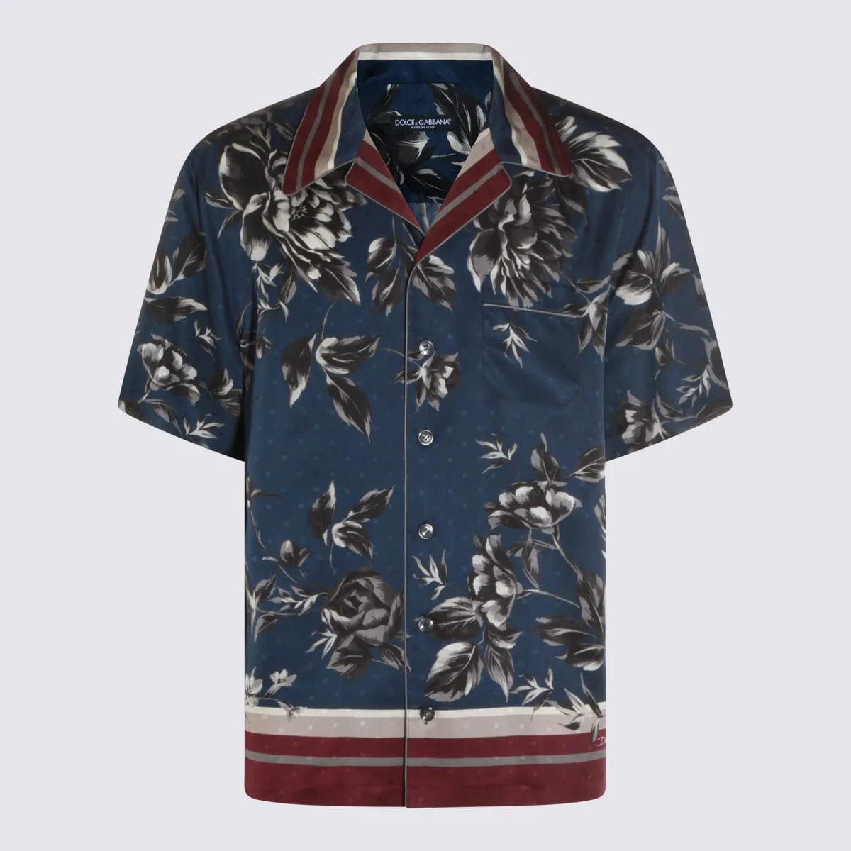 Blue And Red Silk Shirt