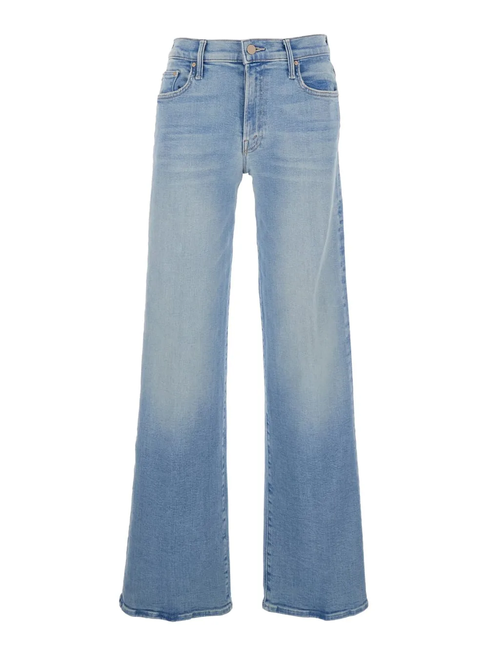 the Mid Rise Mavin Sneak Light Blue Jeans With Belt Loops And Logo Embroidery On The Rear In Denim Woman by Mother