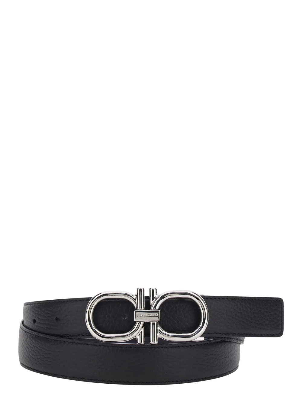 Blue Belt With Double Gancini Buckle In Leather For Women