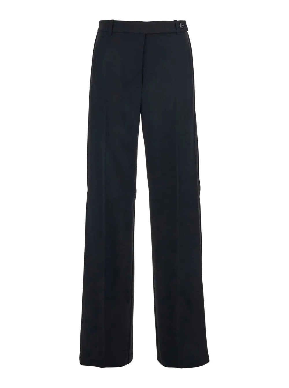 Black Pants With Pleated Details And Belt Loops In Tech Fabric Stretch Woman