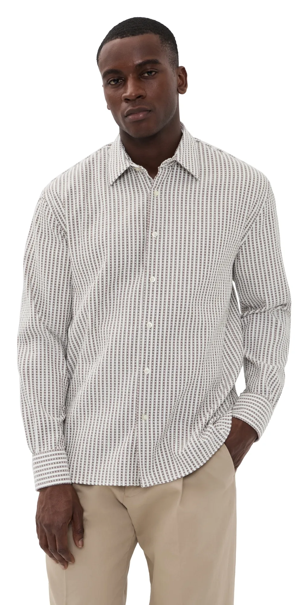 Gad Striped Cut Thread Shirt