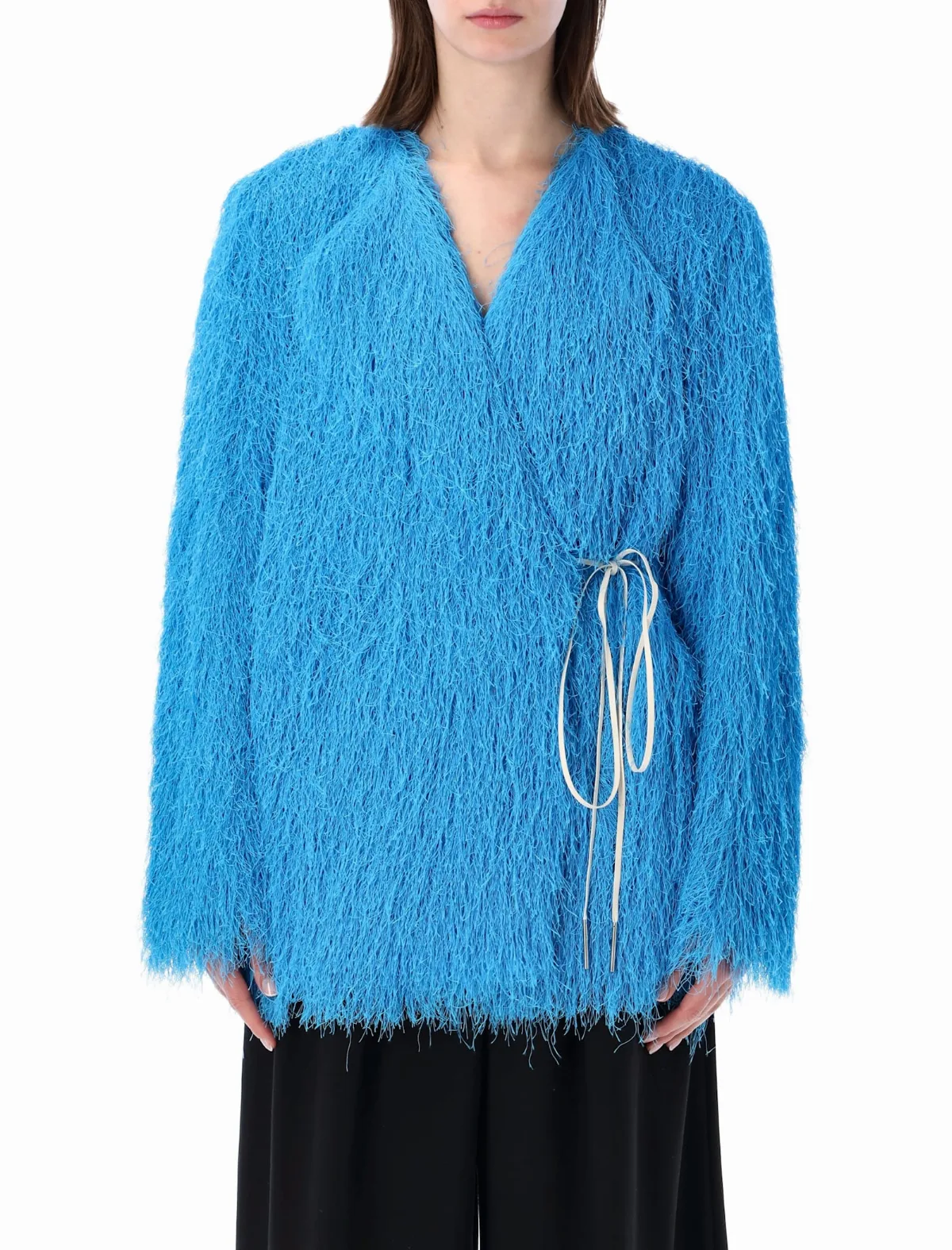 Collarless Fringed Jacket
