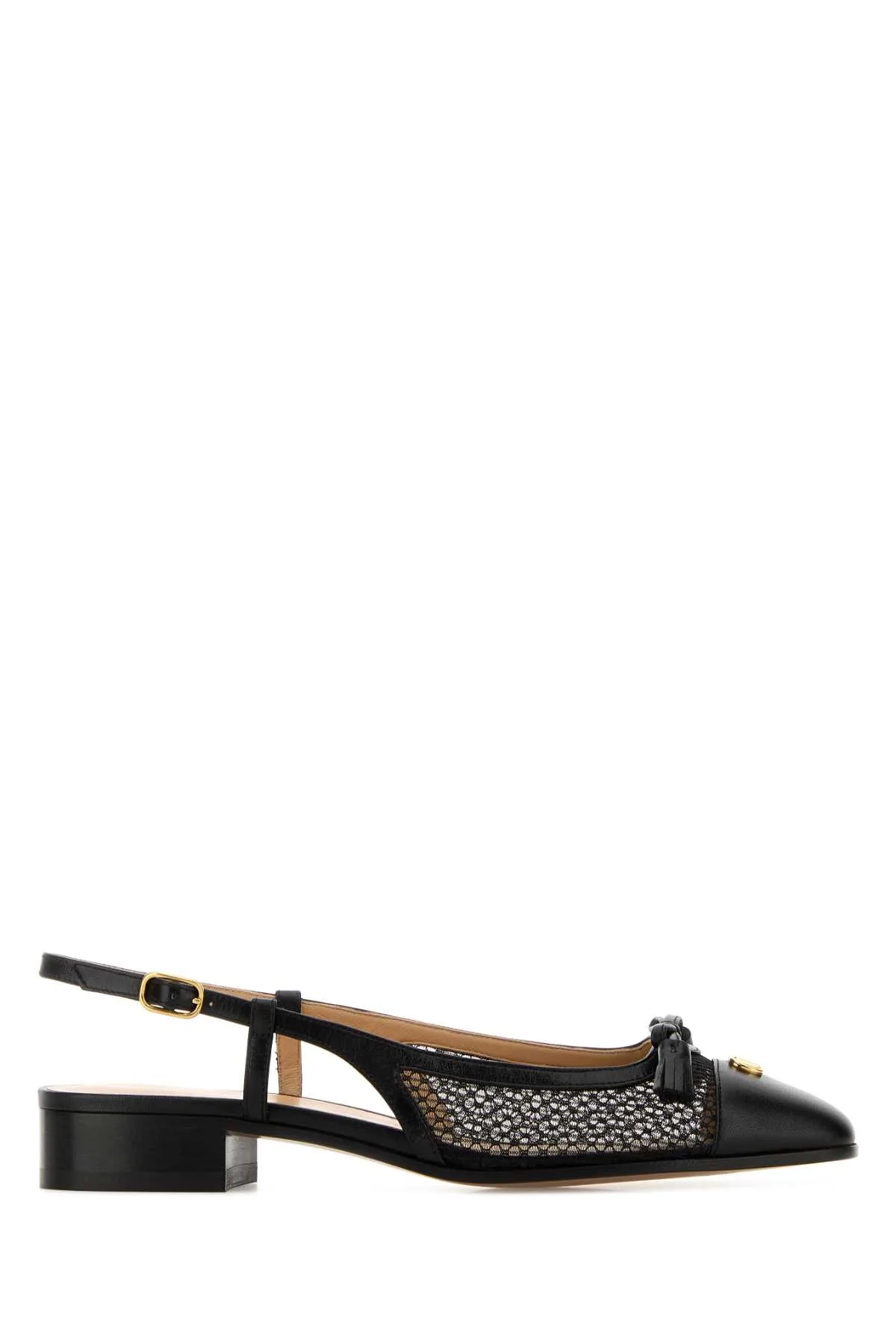 Black Mesh And Leather Ballerinas