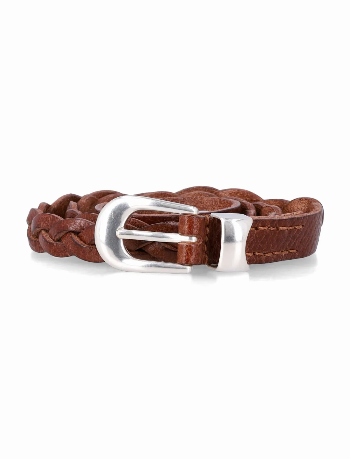 Cognac Leather Braided Belt
