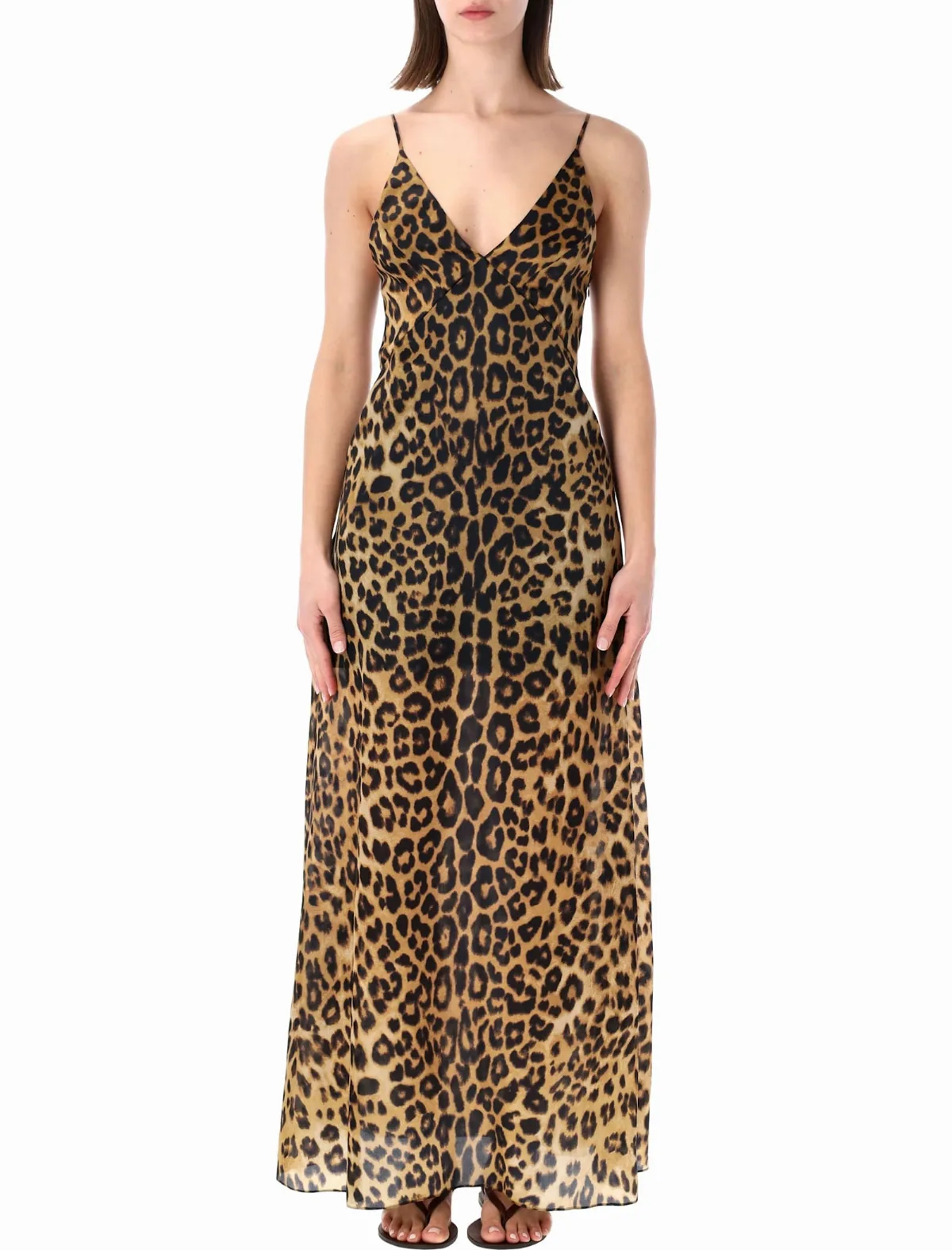 Leopard-print Organza Maxi Dress