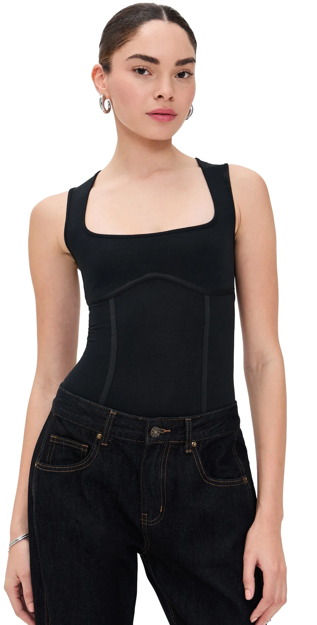 Cotton Scoop Neck Thong Bodysuit