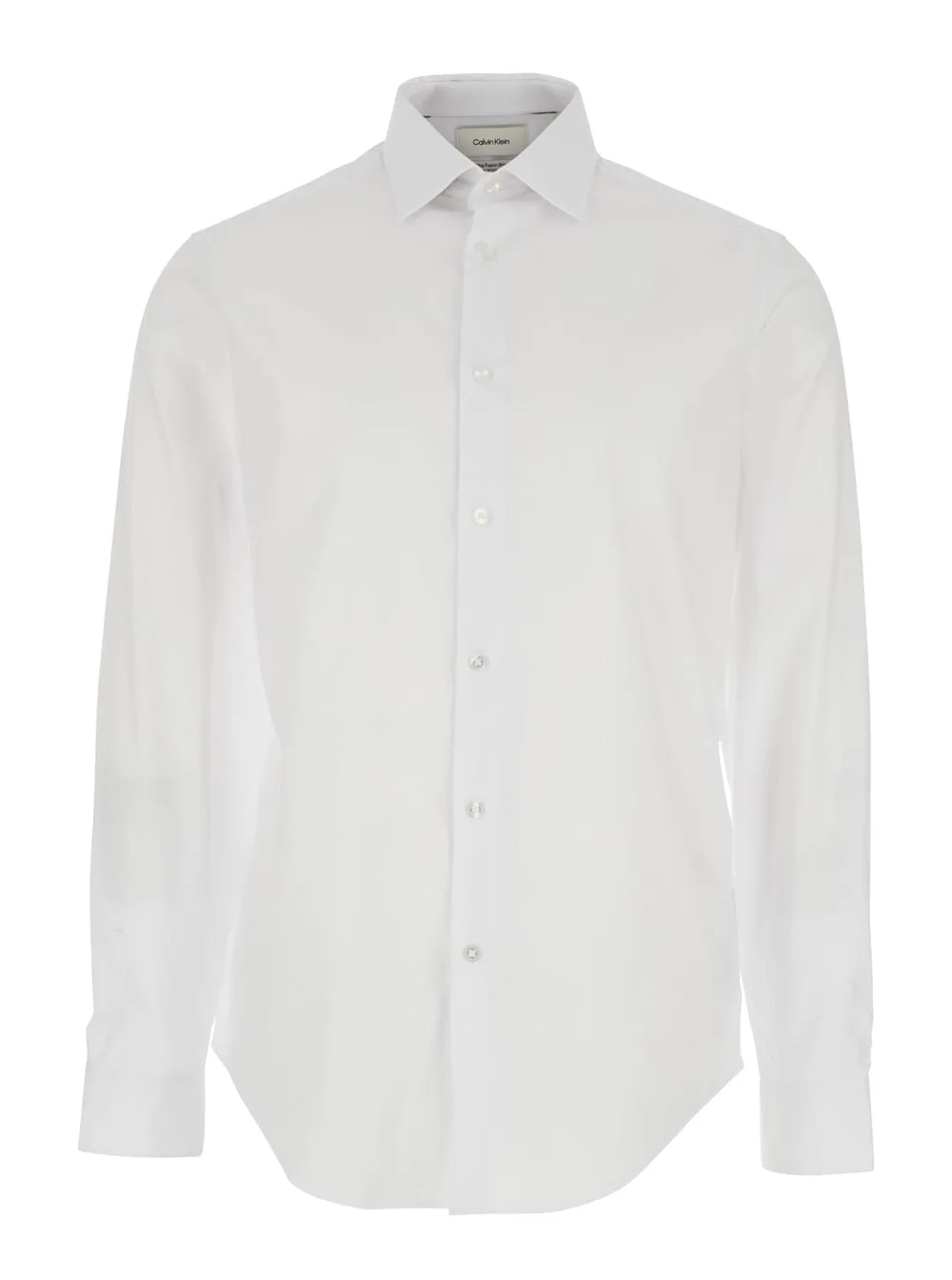 White Shirt With Classic Collar In Cotton Poplin For Men