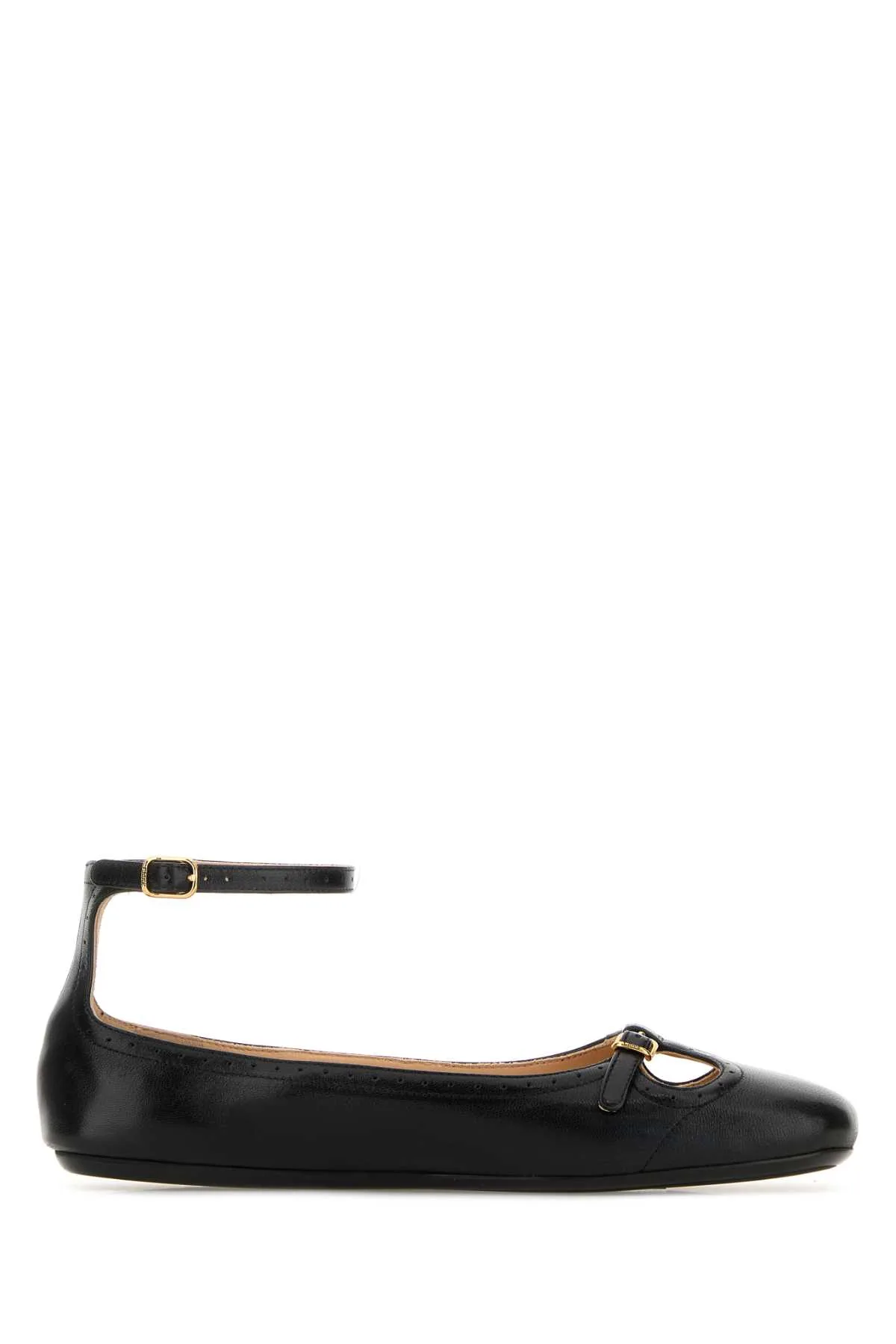 Black Leather Misty Ballerinas
