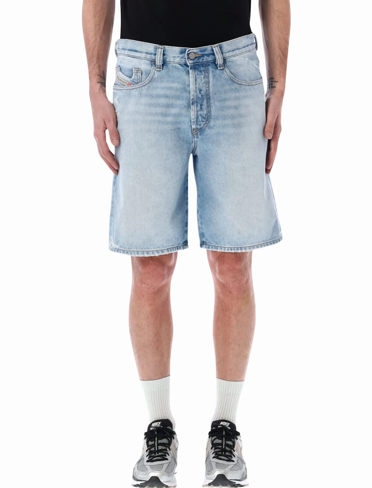 Regular Fit Knee-length Denim Shorts
