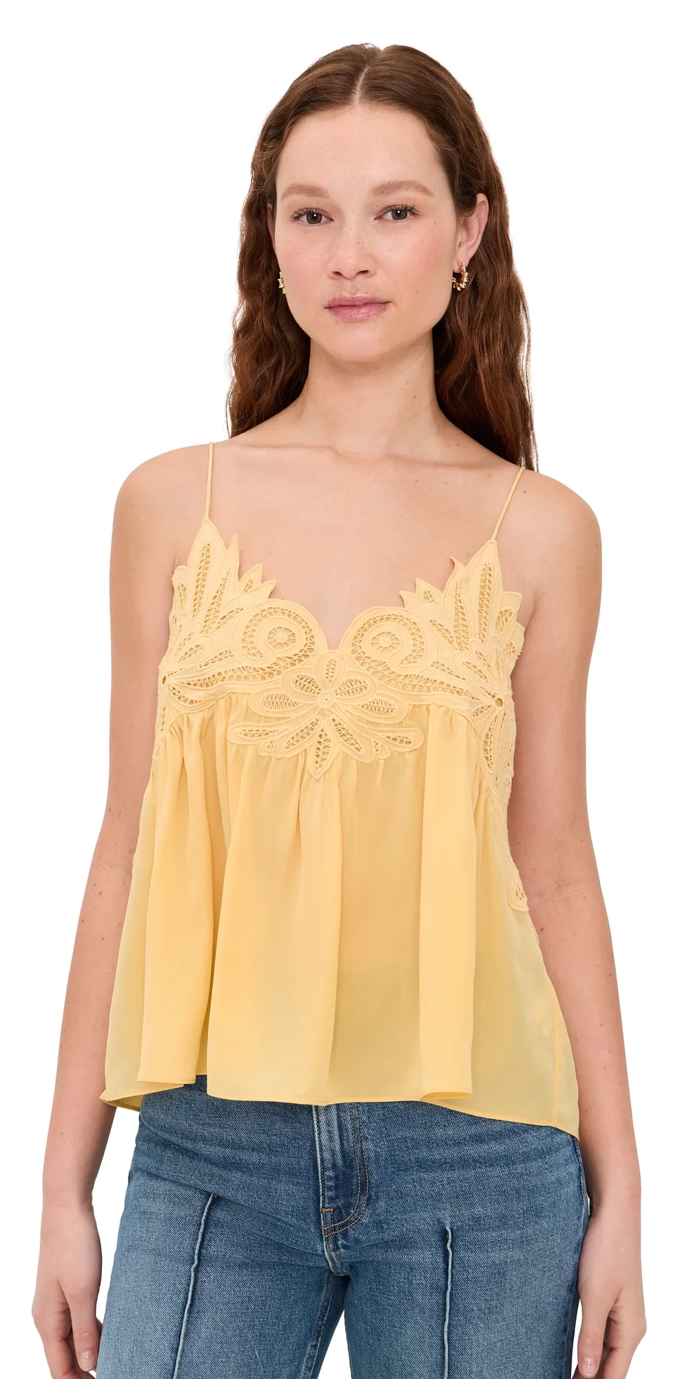 Rosie Lace Applique Silk Tank Top