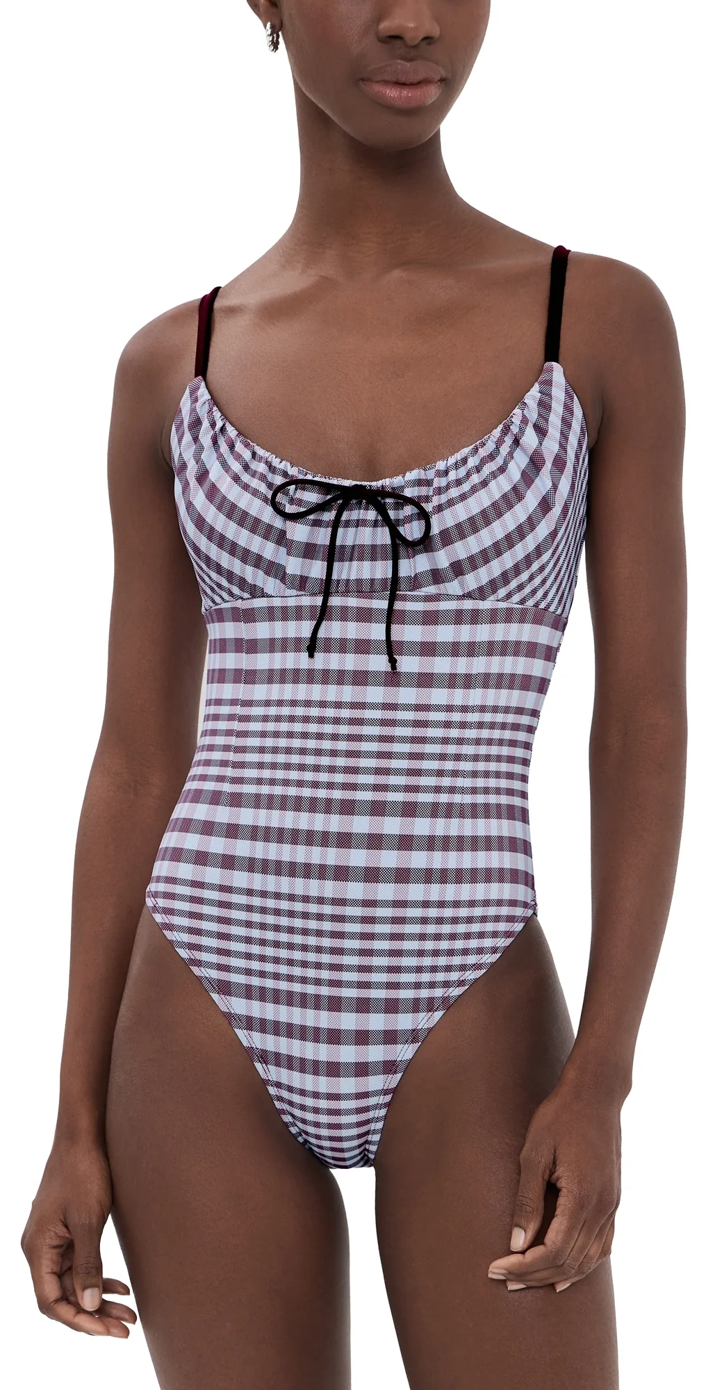 Plaid Drawstring Swimsuit
