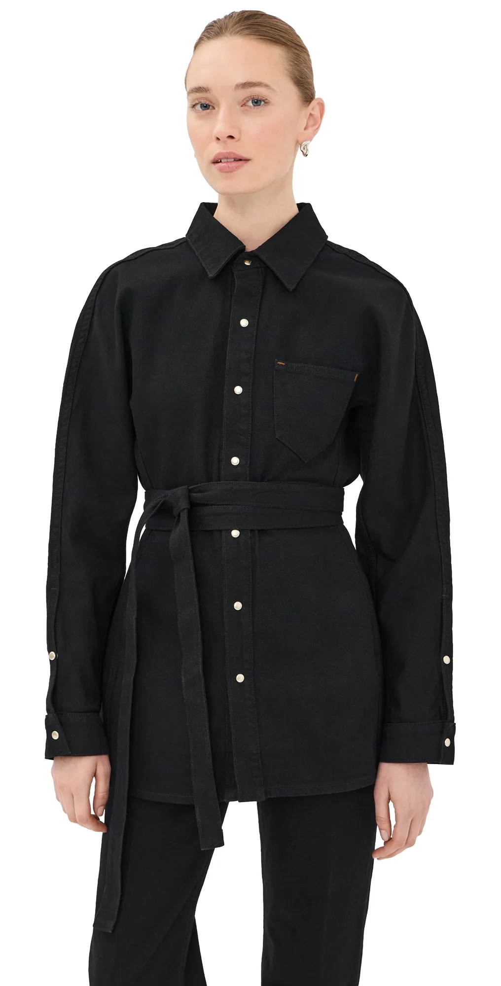 Cinch Button Down Shirt by Ossou