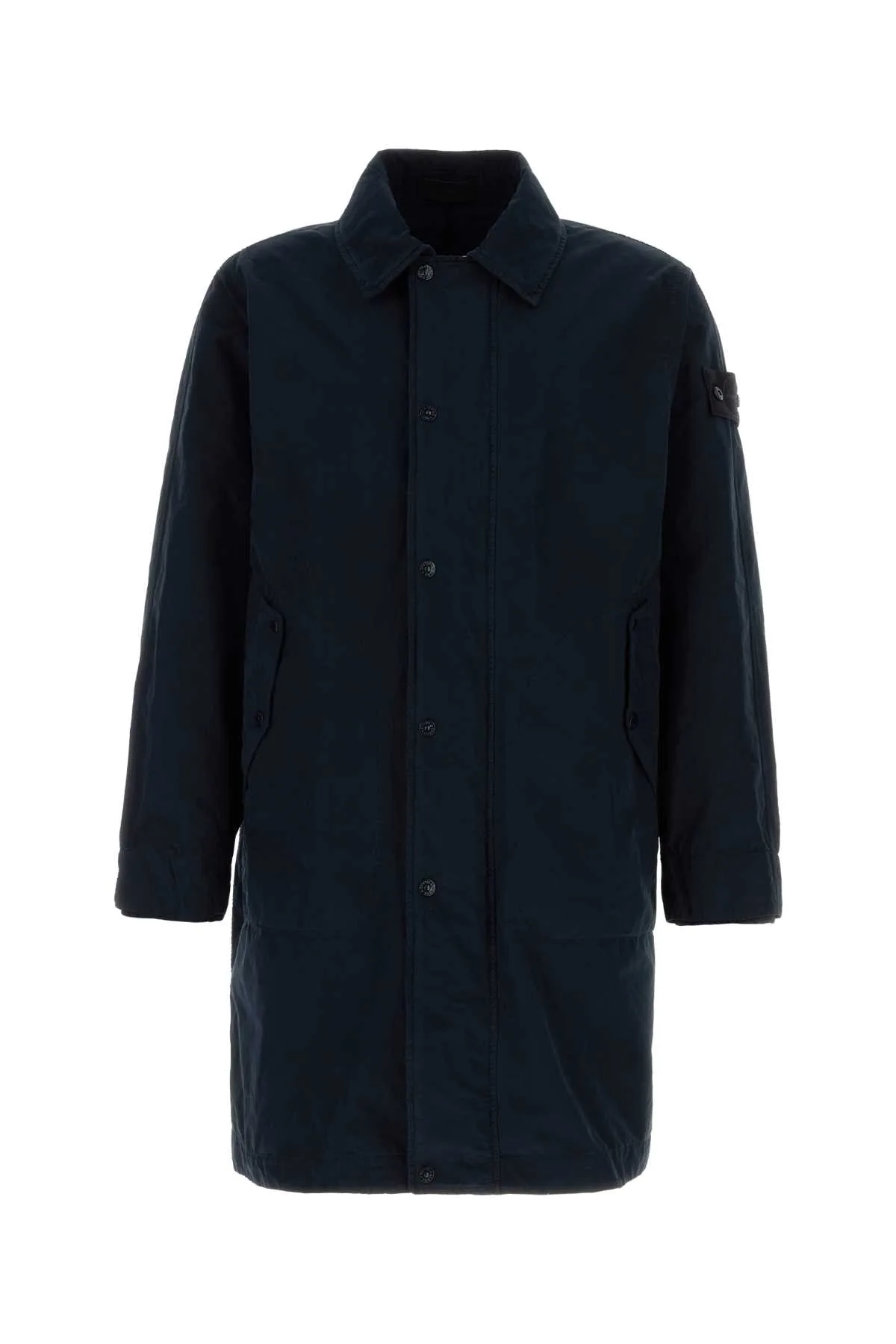 Midnight Blue Polyester Blend Trench Coat by Stone Island