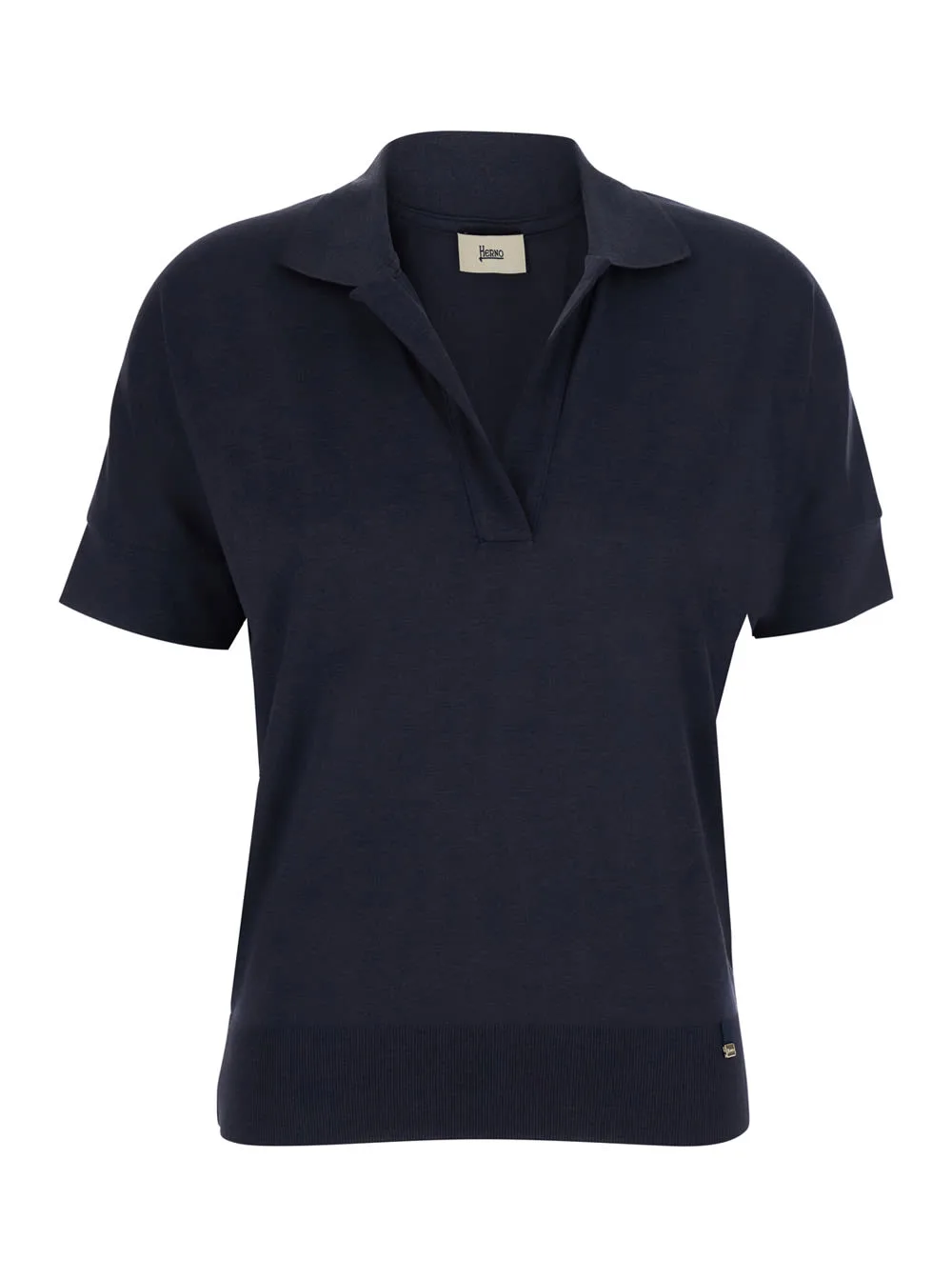 Polo lyocell Cotton With Ribbed Collar And Short Sleeves In Blue Women