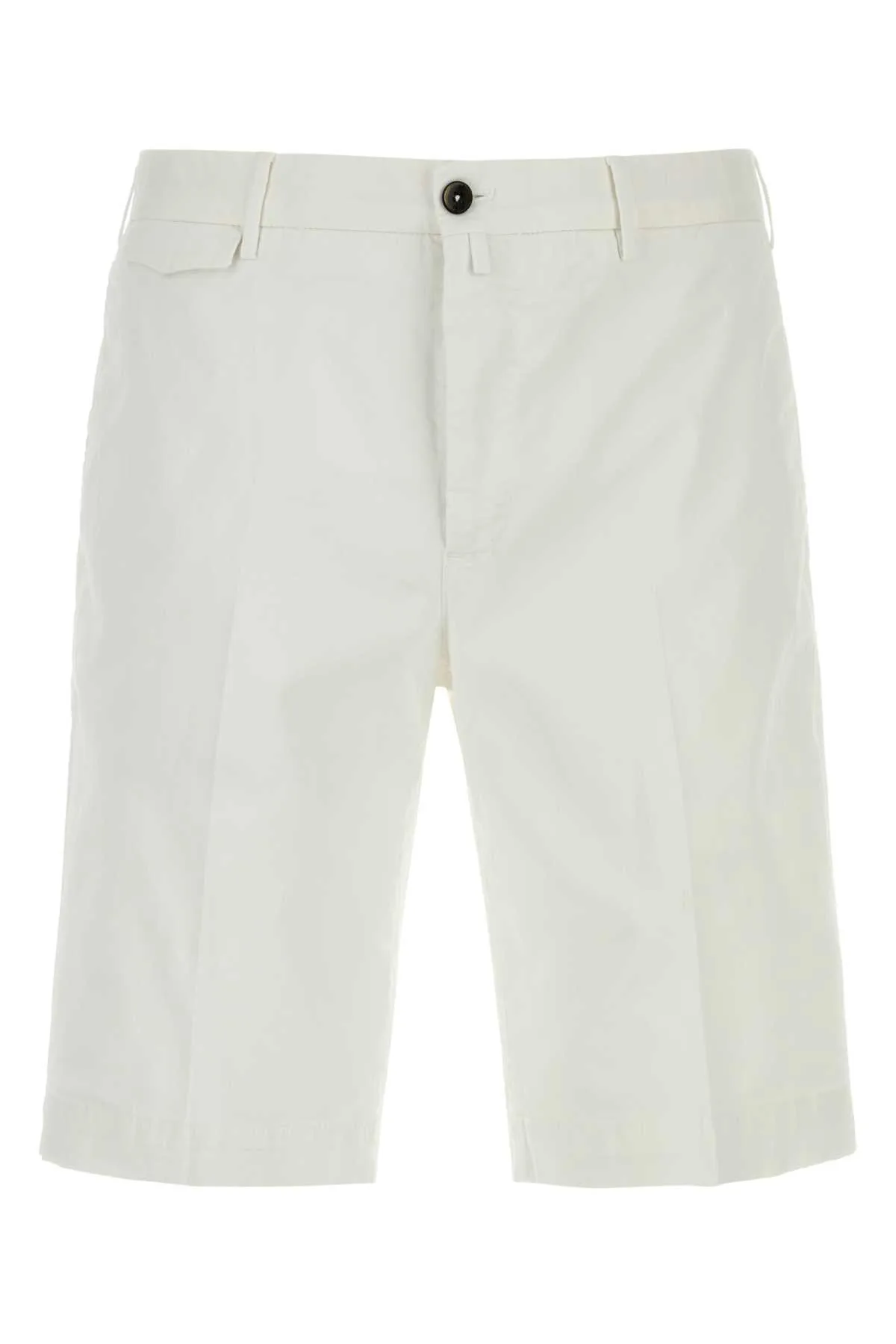 White Stretch Cotton Bermuda Shorts
