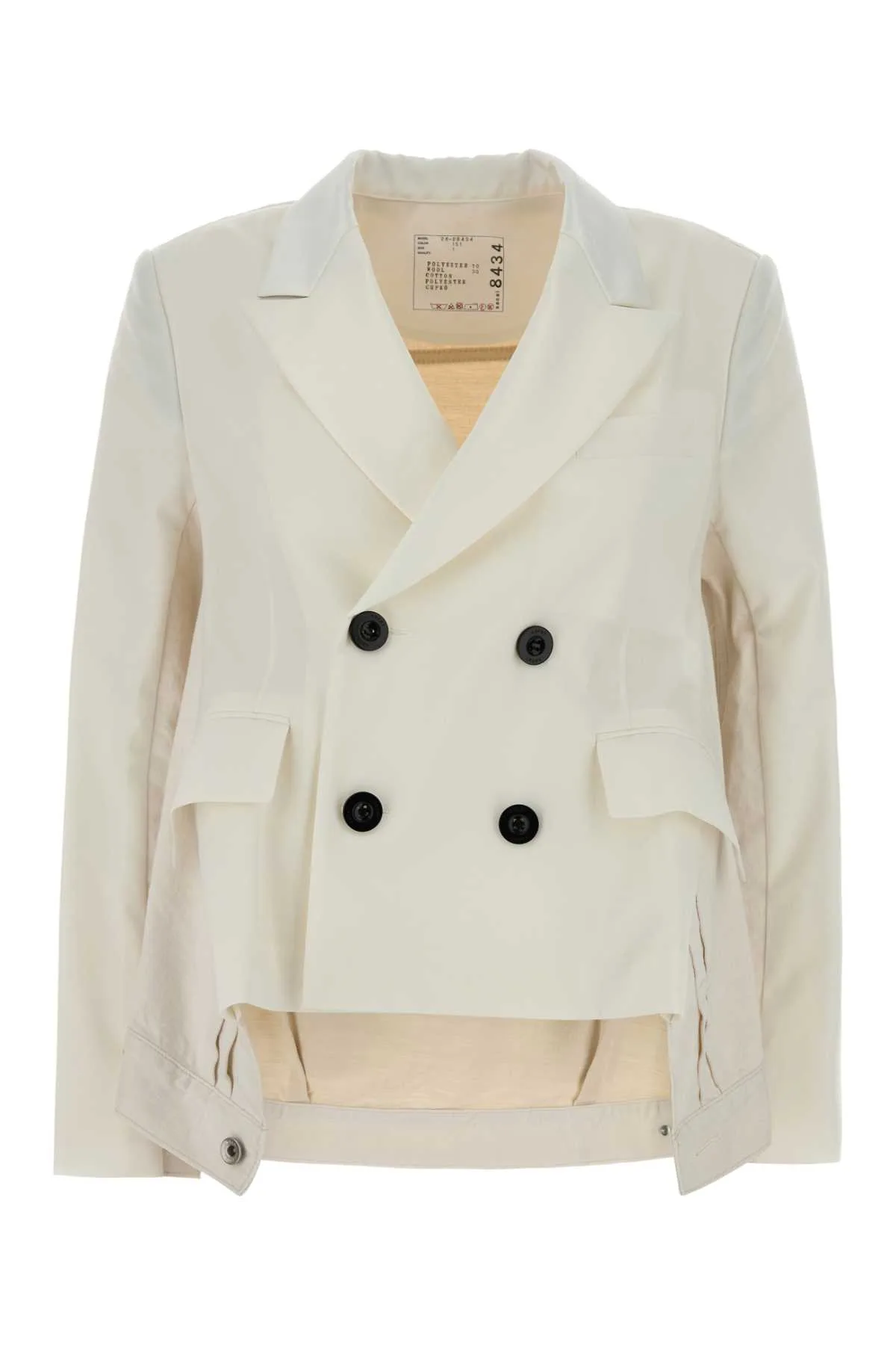 Ivory Twill And Denim Blazer