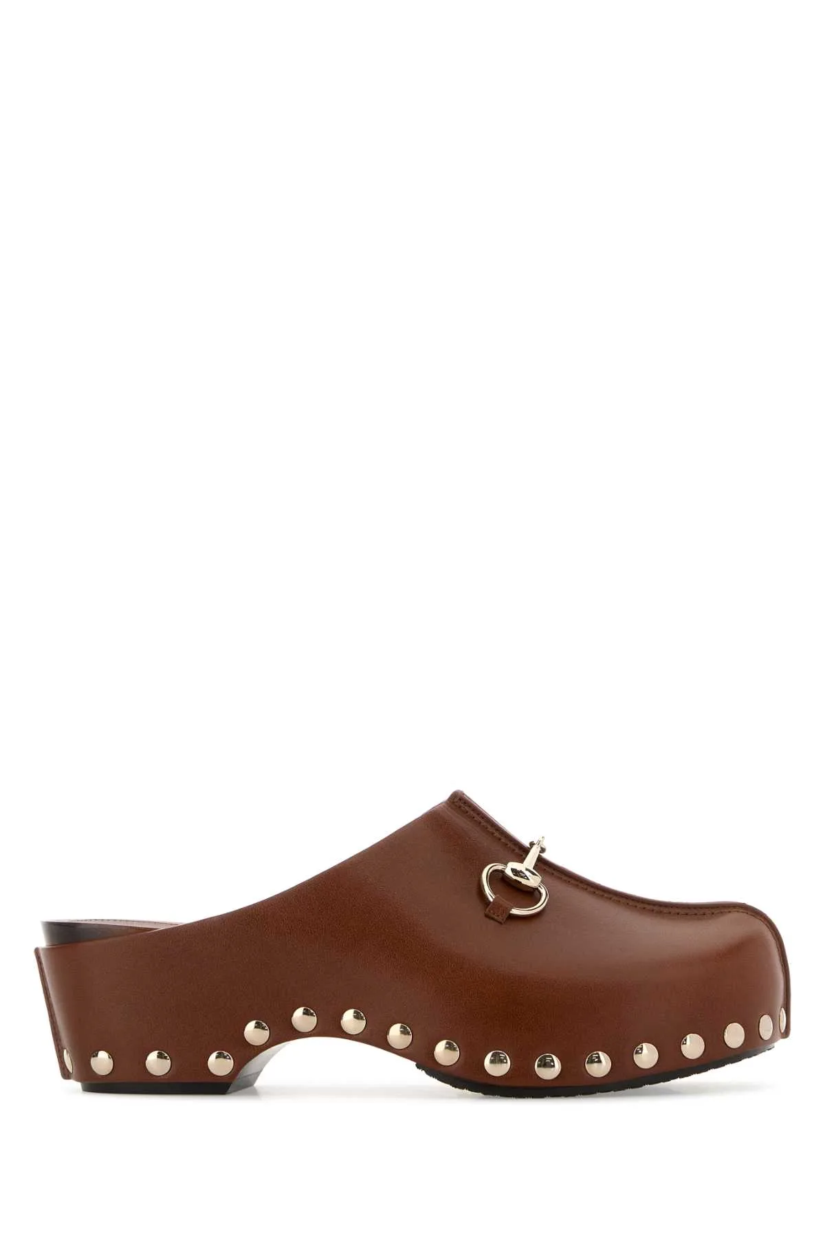 Brown Leather Clogs by Gucci