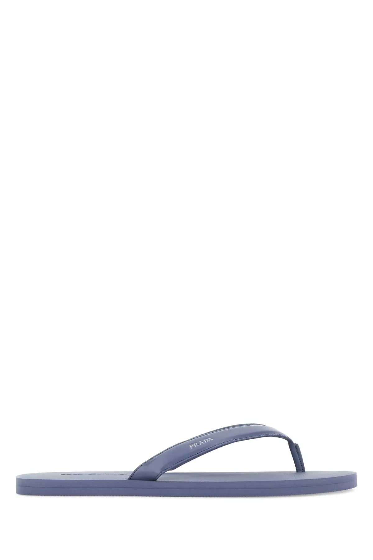 Cerulean Blue Leather Thong Slippers