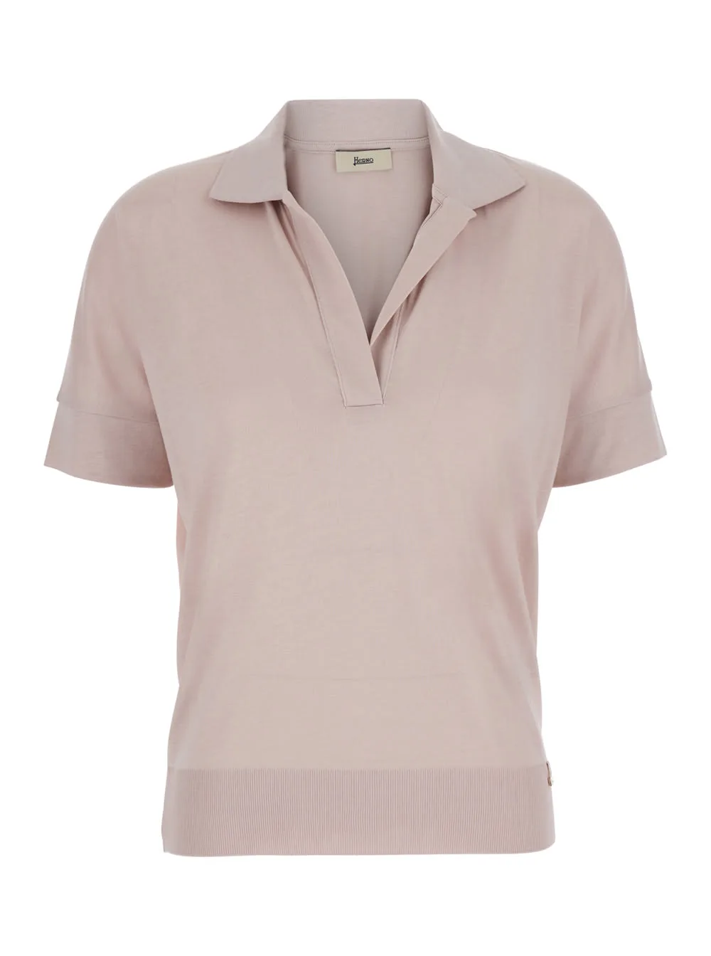 Polo lyocell Cotton With Ribbed Collar And Short Sleeves In Pink For Women