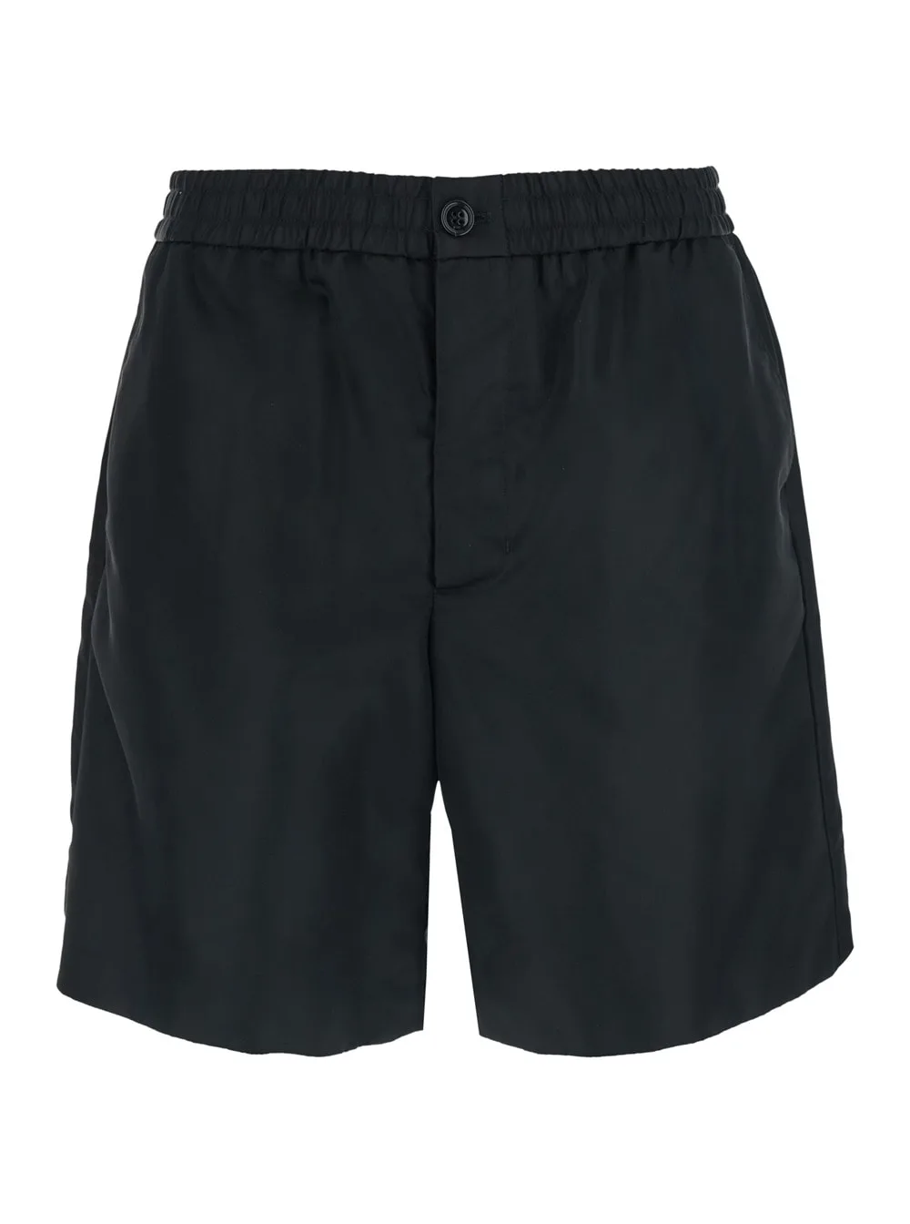 Black Shorts With Elastic Waist And Ami De Coeur Detail On The Back In Tech Fabric Man