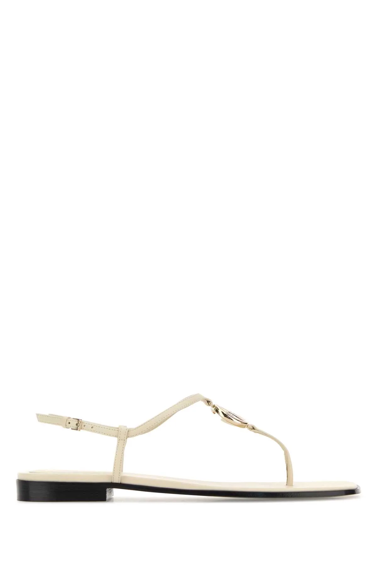 Ivory Leather Thong Sandals