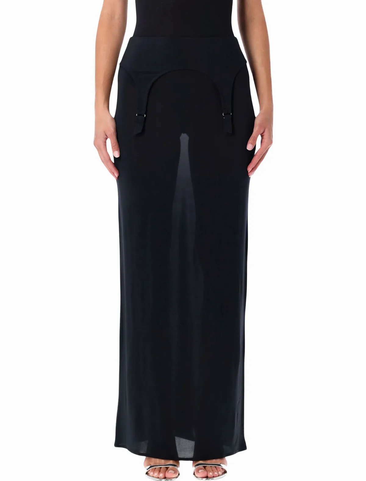 Long Sheer Skirt With Lingerie Details