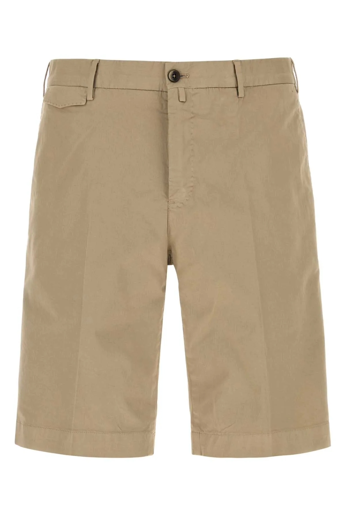 Beige Stretch Cotton Bermuda Shorts