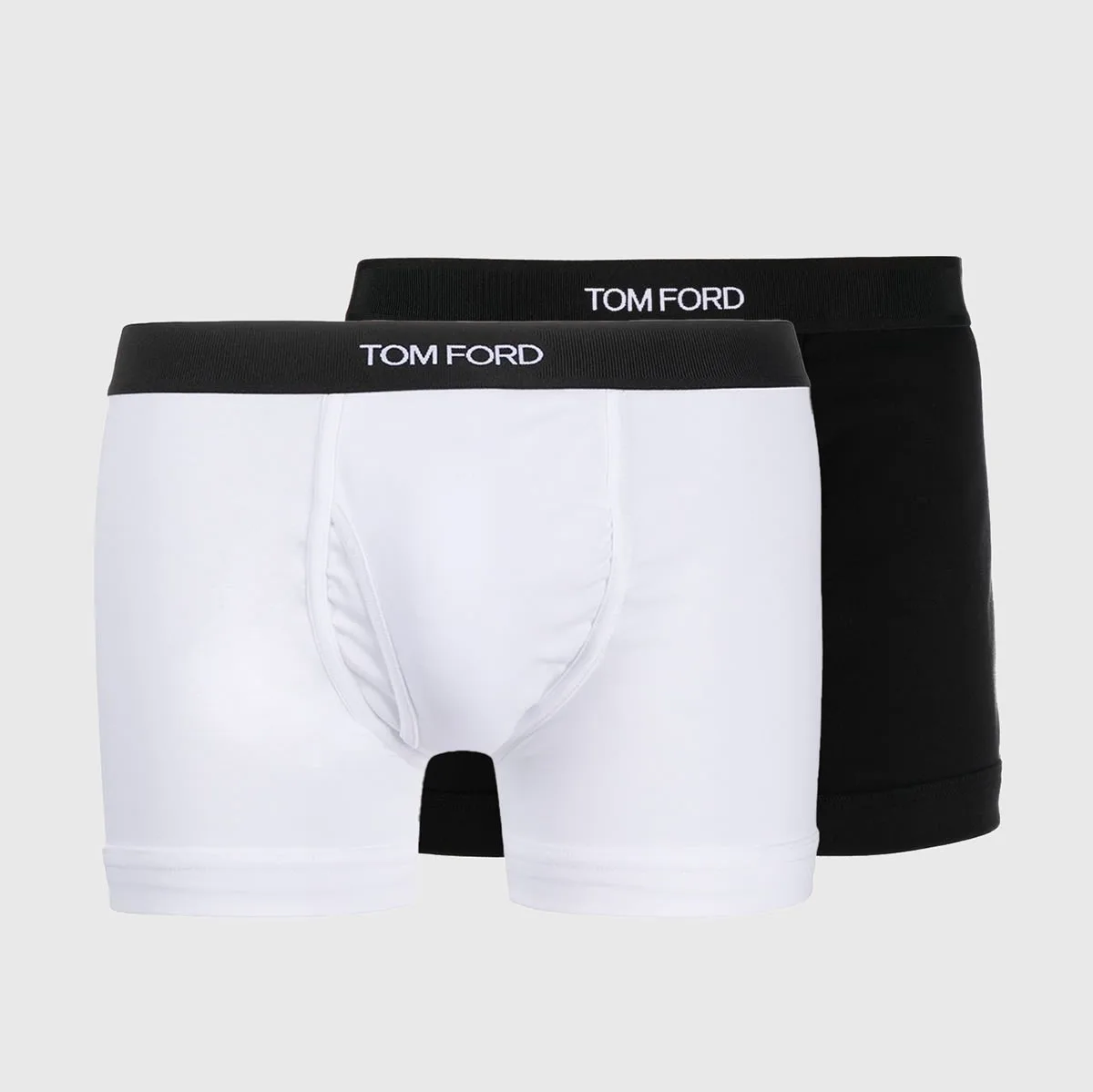 Black And White Cotton Blend Boxers by Tom Ford