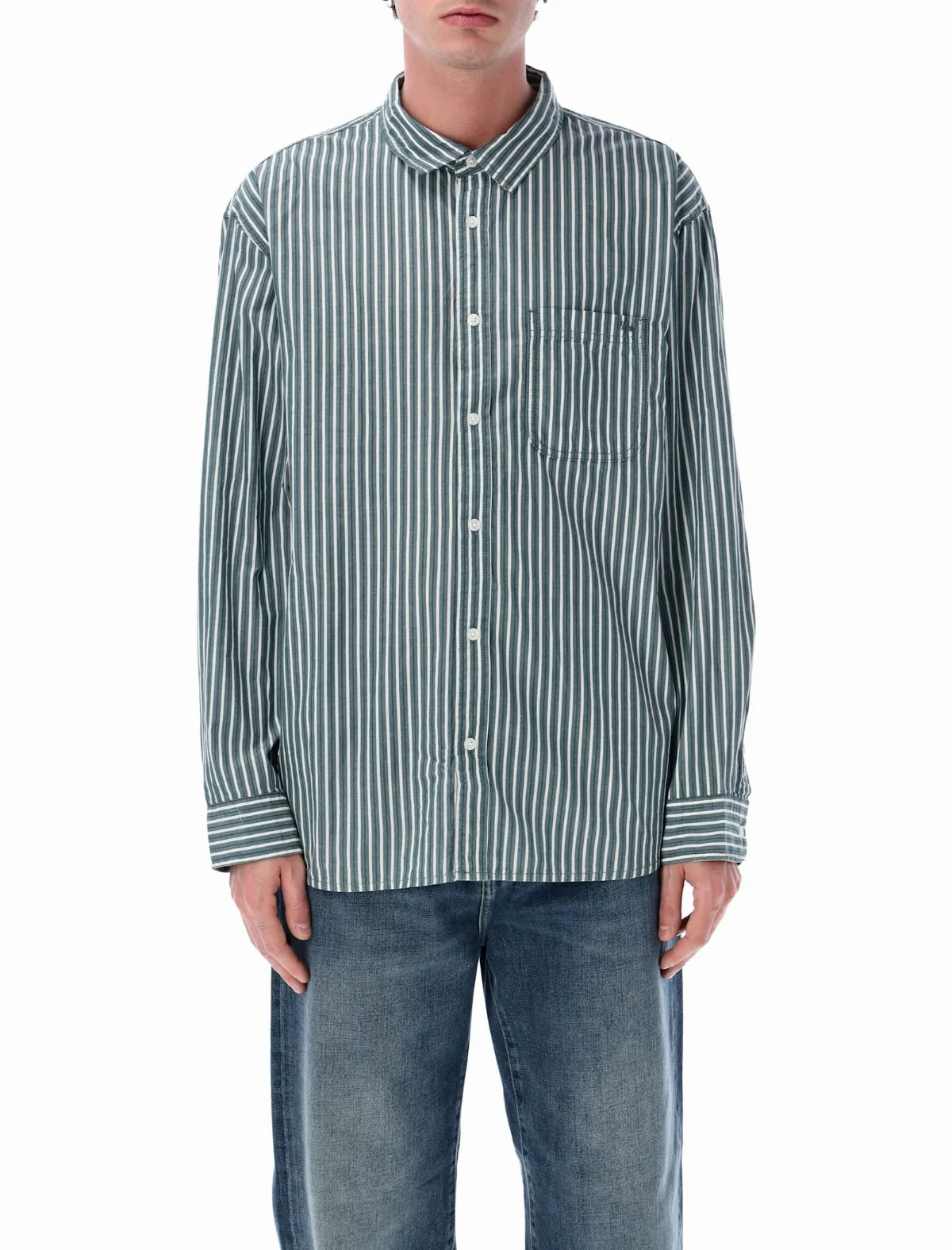 Moss Premium Dobby Stripe Long Sleeve Shirt