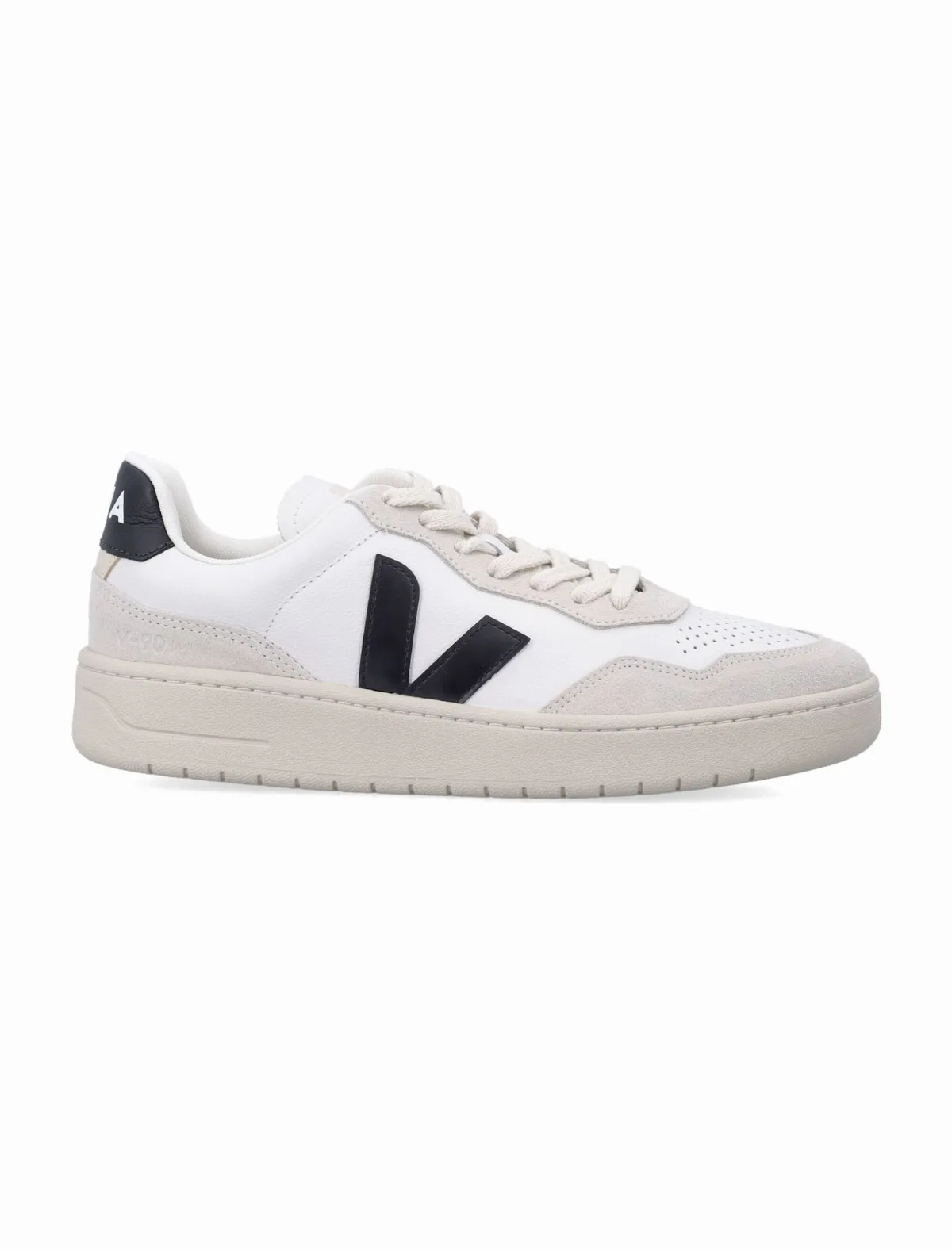 V-90 White And Black Leather Sneakers