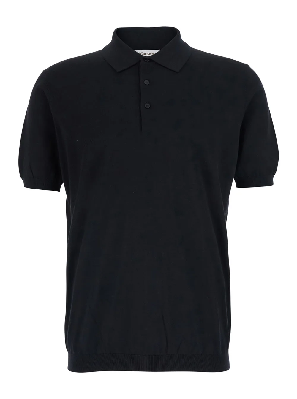Black Polo Shirt With Classic Collar And Ribbed Finishes In Cotton For Men
