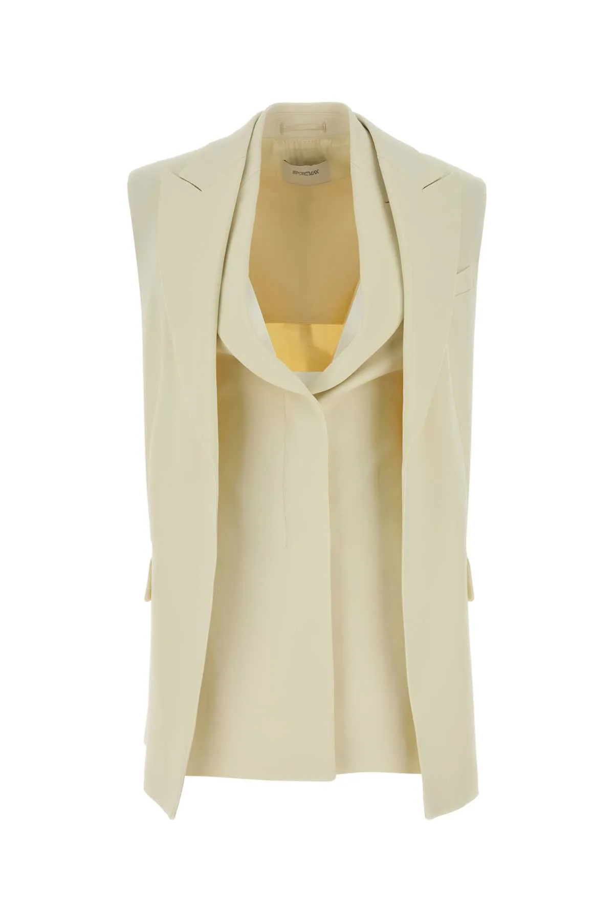 Cream Stretch Crepe Campale Vest
