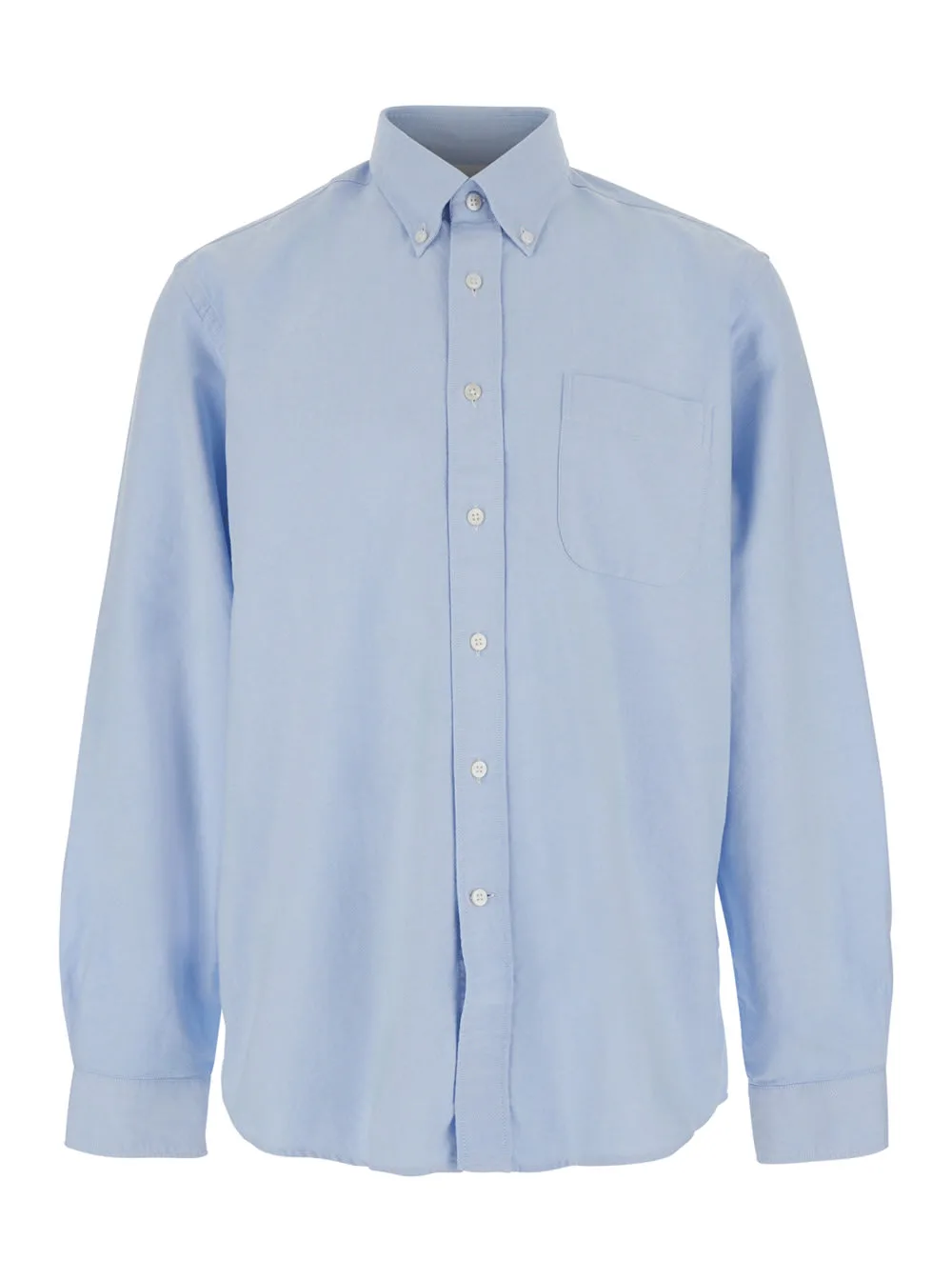 Mens Light Blue oxford Button Down Shirt With Classic Collar And Long Sleeves In Cotton