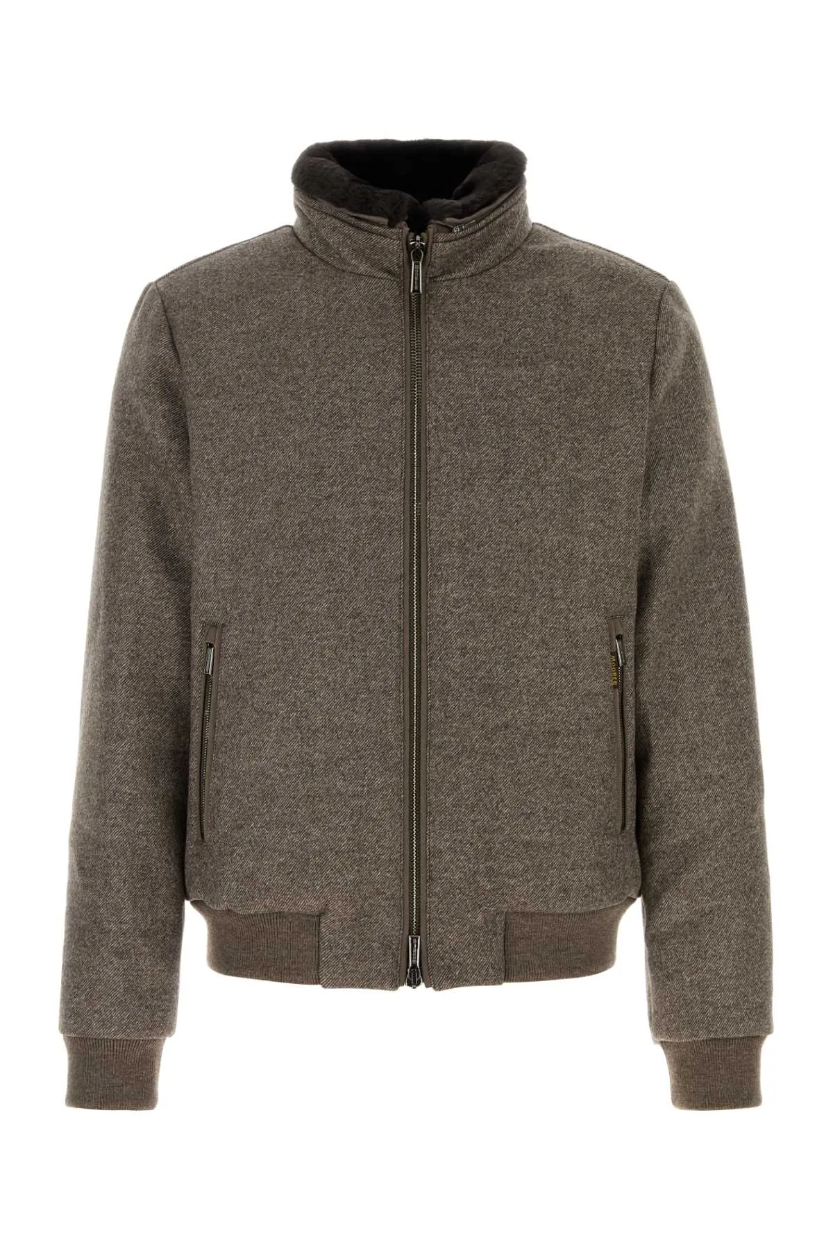 Brown Wool Bellati Bomber Jacket by Moorer