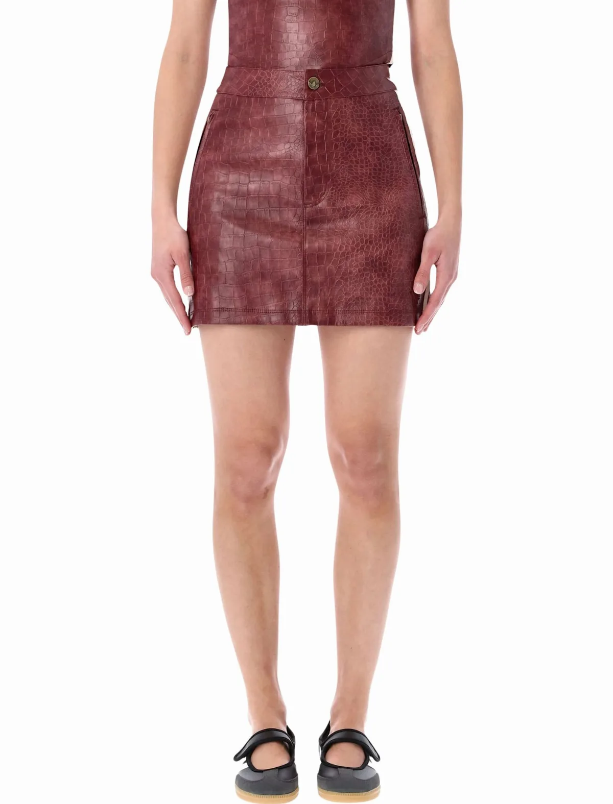 Burgundy Faux Leather Mini Skirt