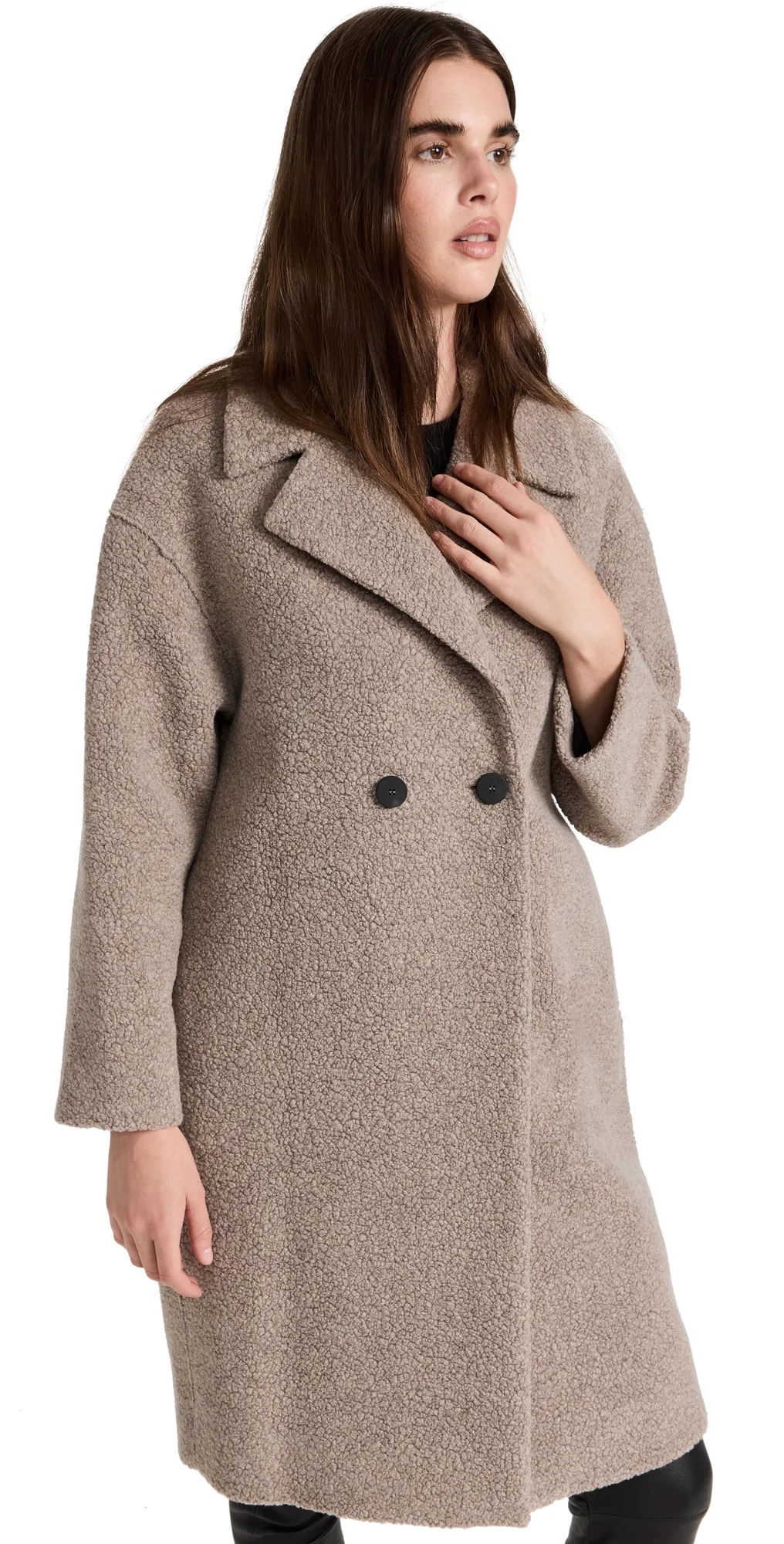 Dropped Shoulder Boucle Coat