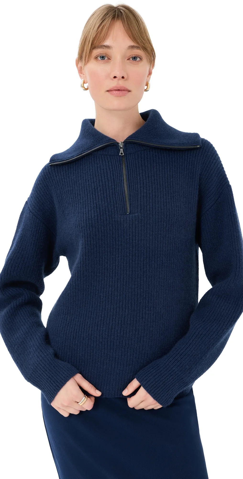Runyon Ribbed Cashmere Half Zip